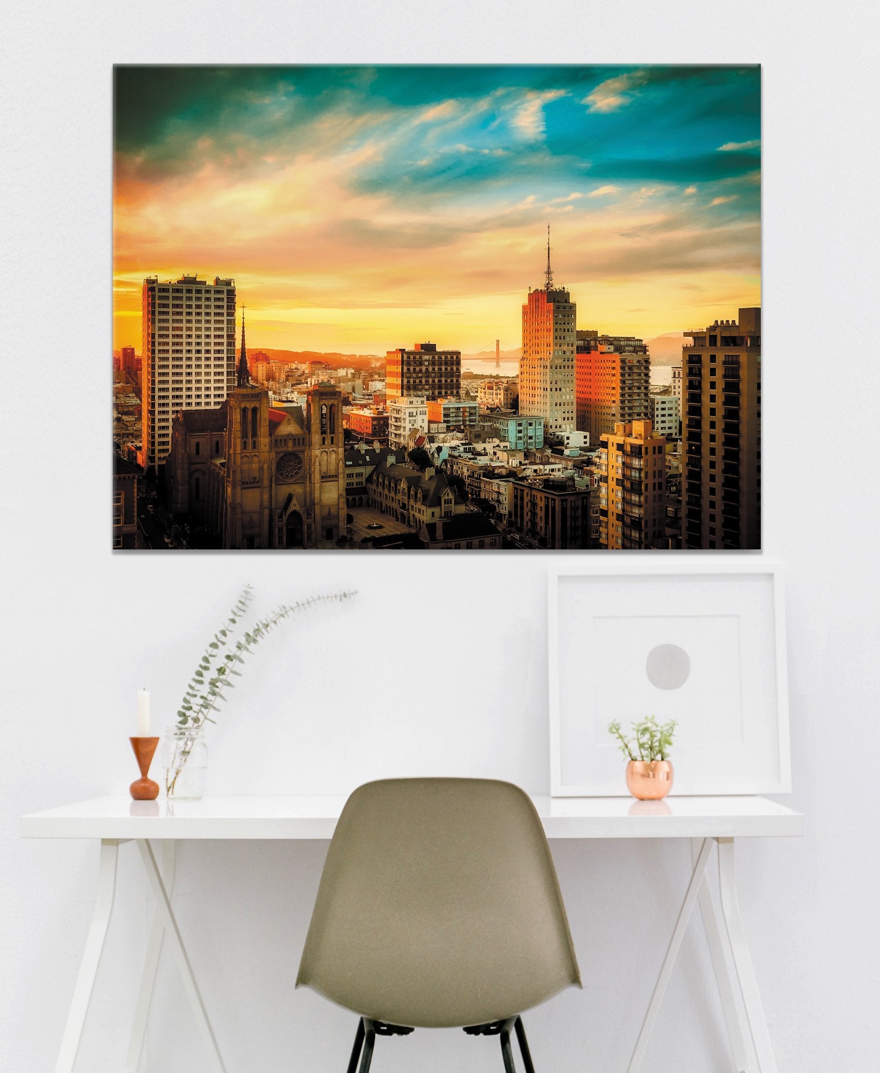 Hot Deal: Ready-to-Hang Sunset Cityscape Wall Art with Wood Frame