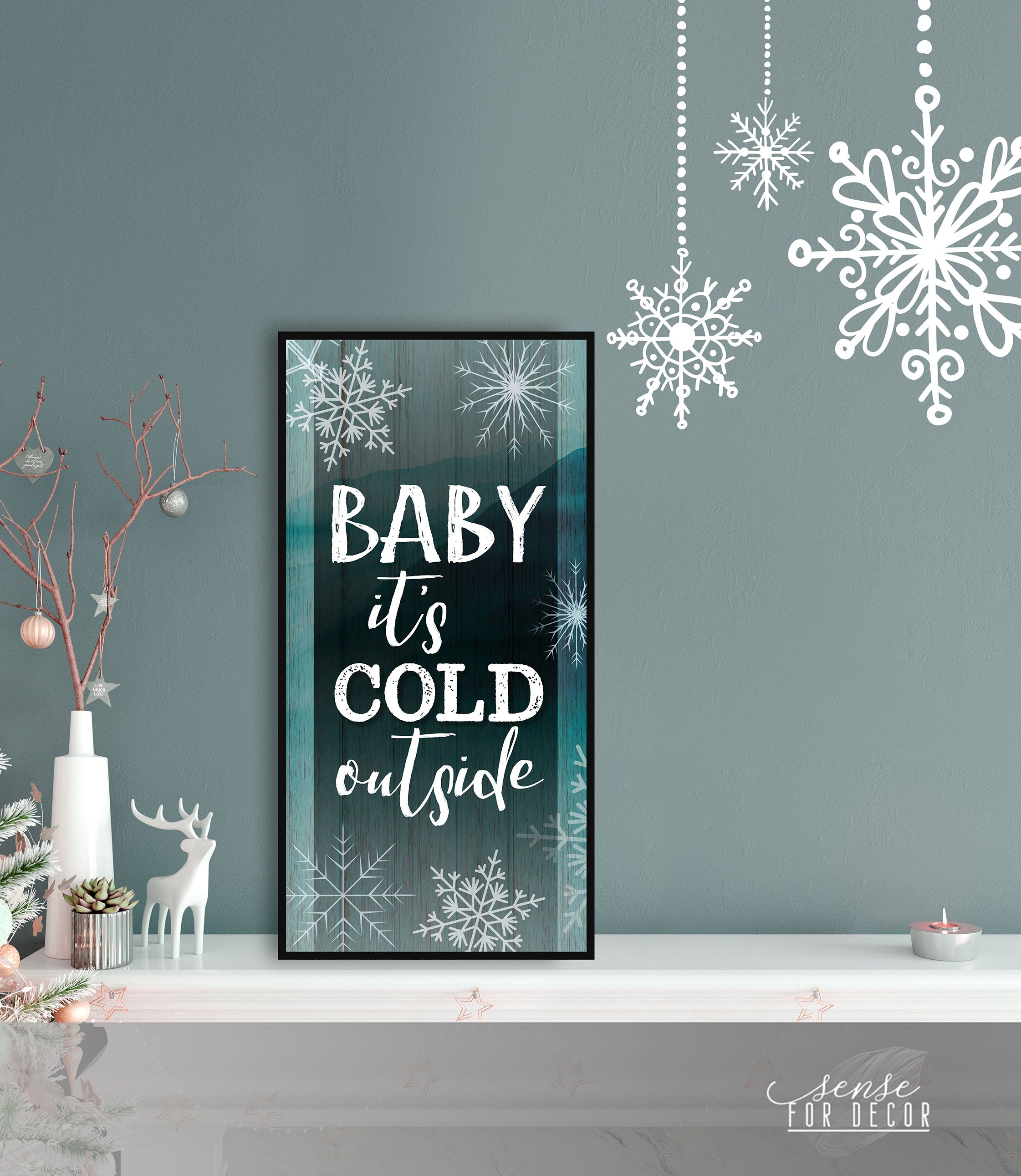 Hot Deal: Ready-to-Hang 'Baby It's Cold Outside' Couples Wall Art with Wood Frame