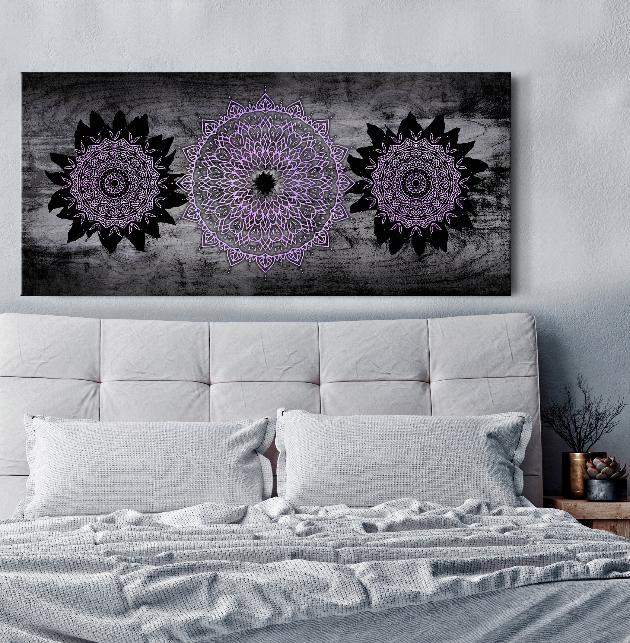 Boho Mandala Sunflowers Wall Art with Wood Frame - Ready to Hang! Buy 2 Save 20%