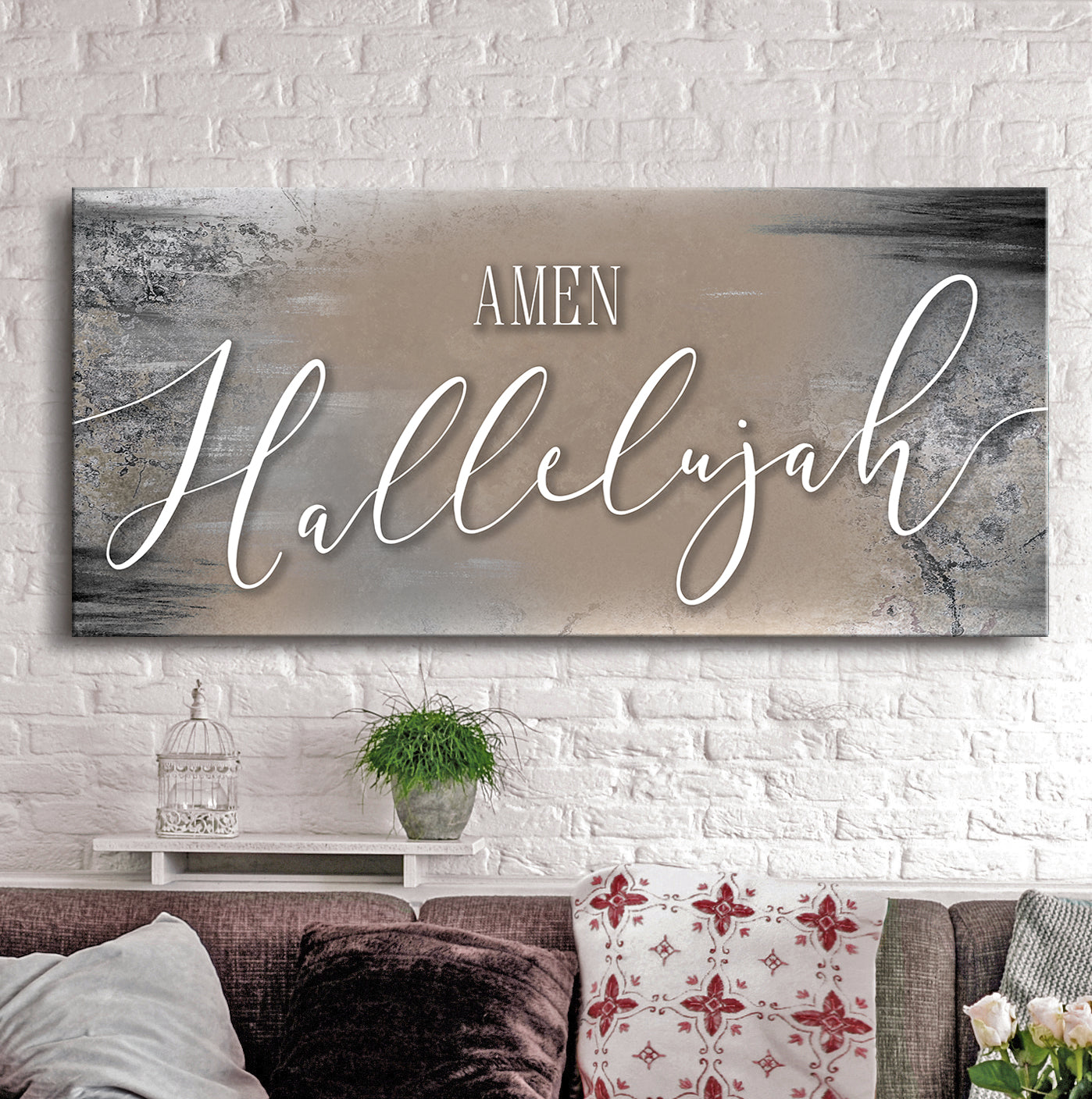 Exclusive Christian Wall Art: 'Amen Hallelujah' with Wood Frame, Ready to Hang - Buy 2 Get 20% Off!