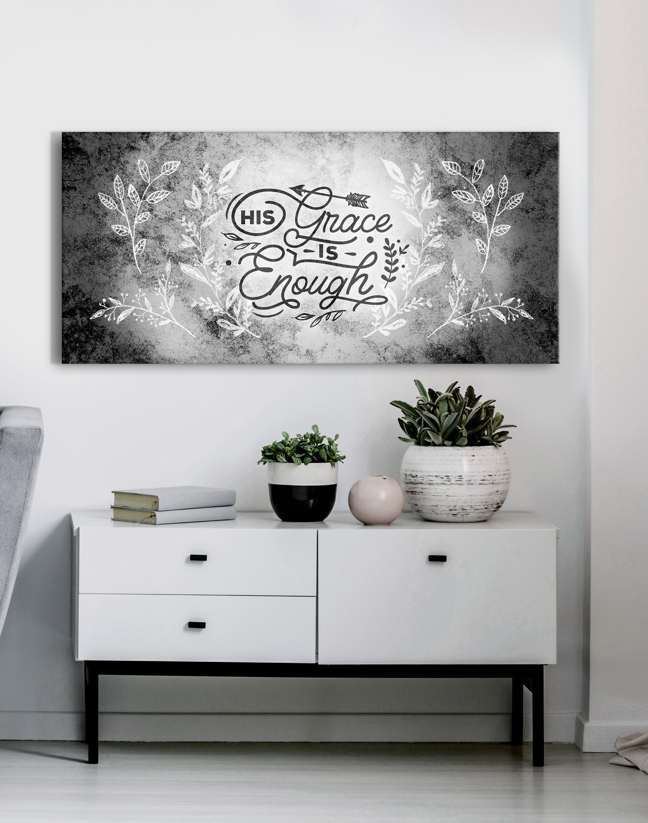 Christian Wall Art: His Grace Is Enough V3 - Ready To Hang Wood Frame! Buy 2, Save 20%