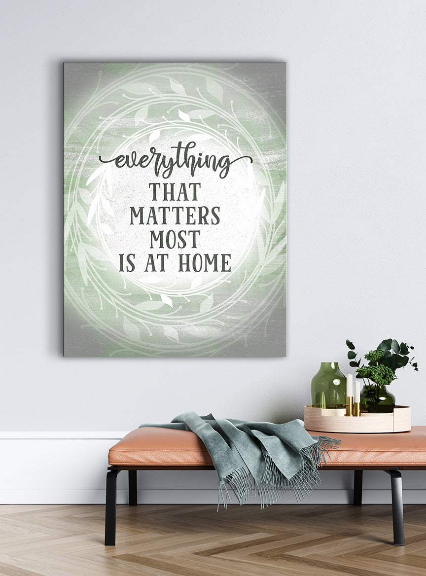 High - Quality Wood - Framed Home Wall Art: All That Matters Is at Home V2 (Ready To Hang)