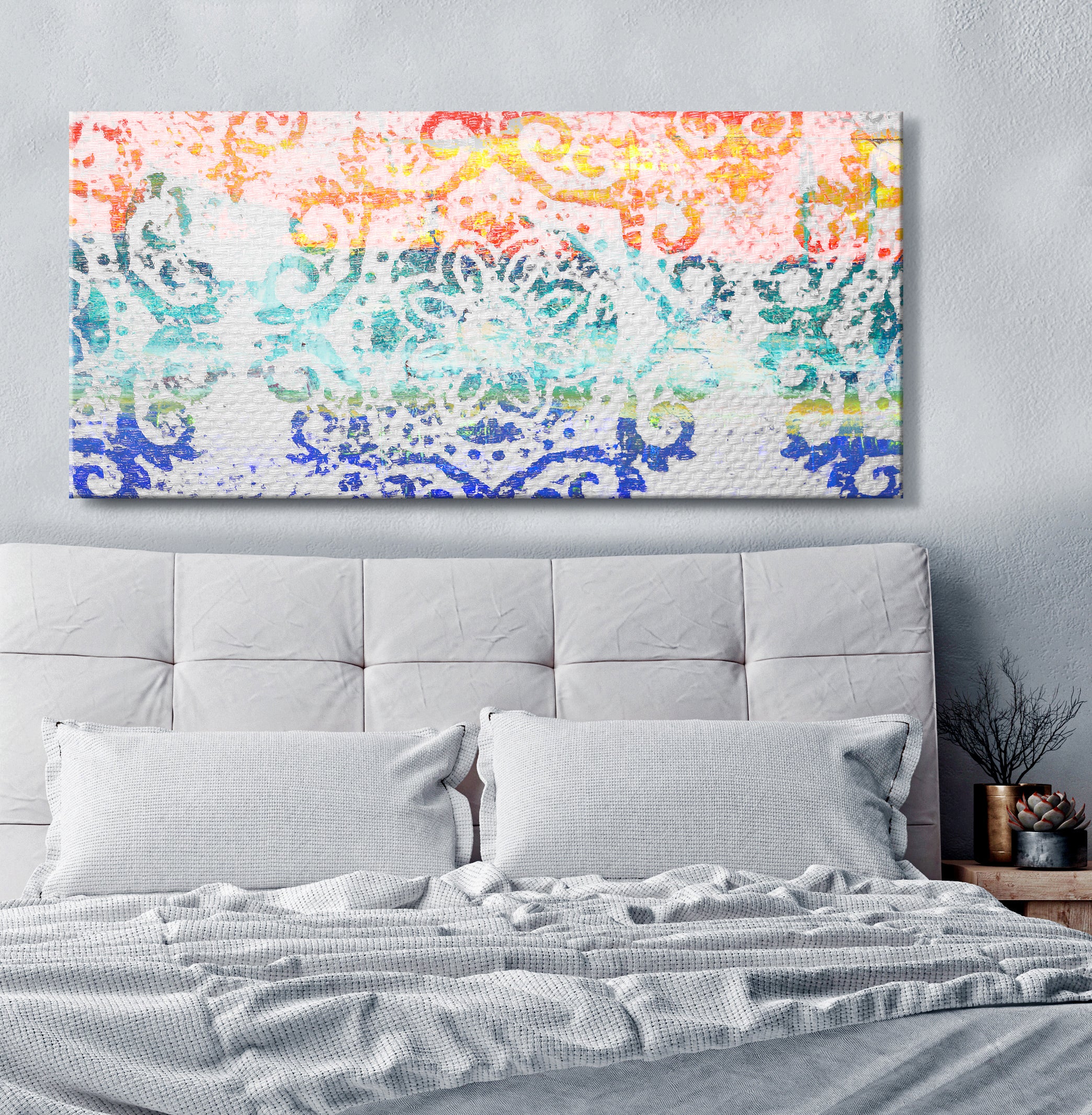 Hot! Ready-to-Hang Rainbow Rustic Wall Art with Wood Frame