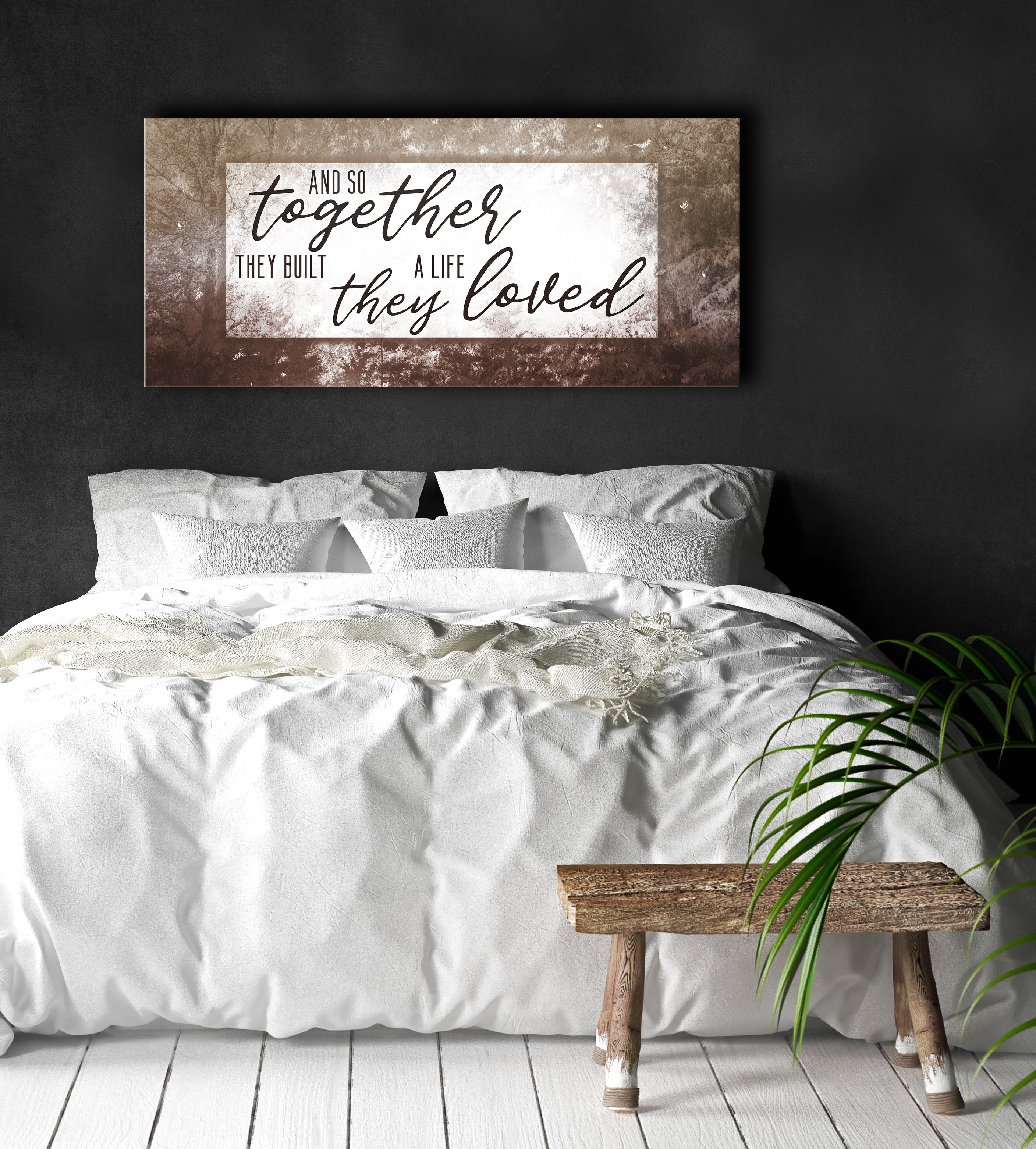 Exclusive Couples Wall Art - 'Together They Build A Life They Loved' V4 with Wood Frame (Ready to Hang)