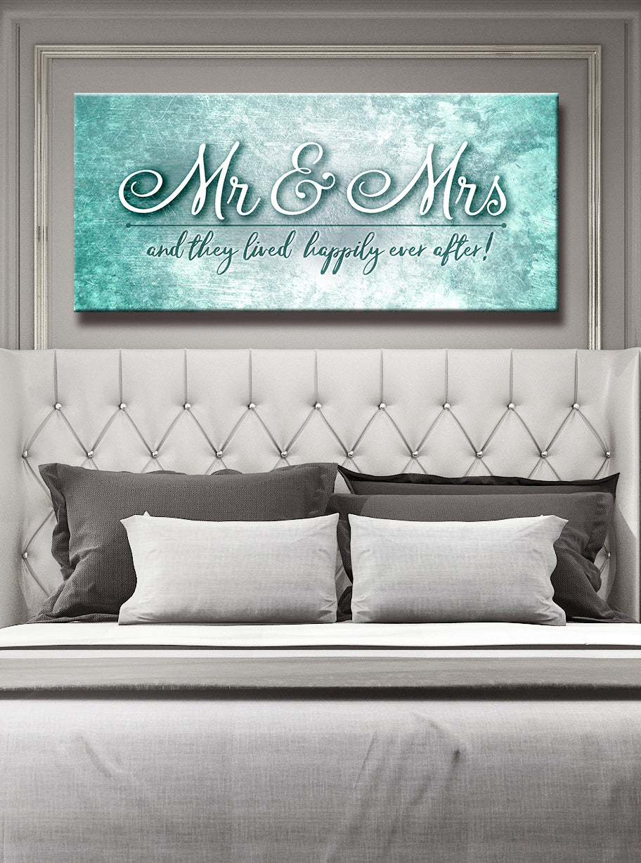 High - Quality Wood - Framed Couples Wall Art: Mr and Mrs, Happily Ever After (Ready To Hang)