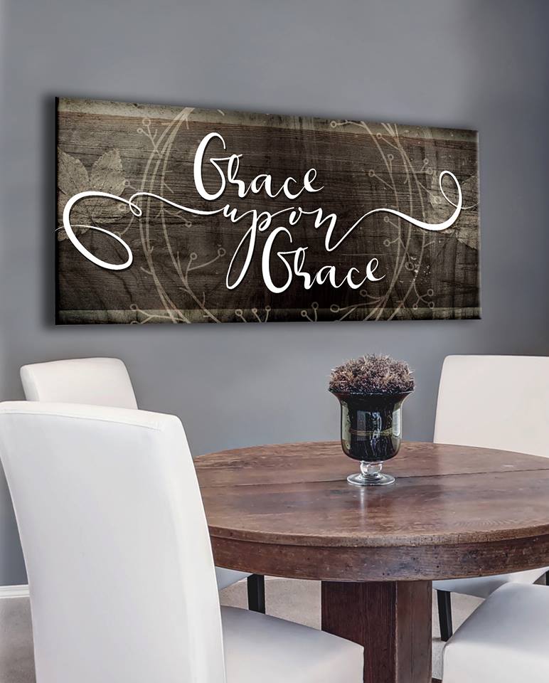 Ready-to-Hang Wood-Frame Christian Wall Art: Grace Upon Grace V2
