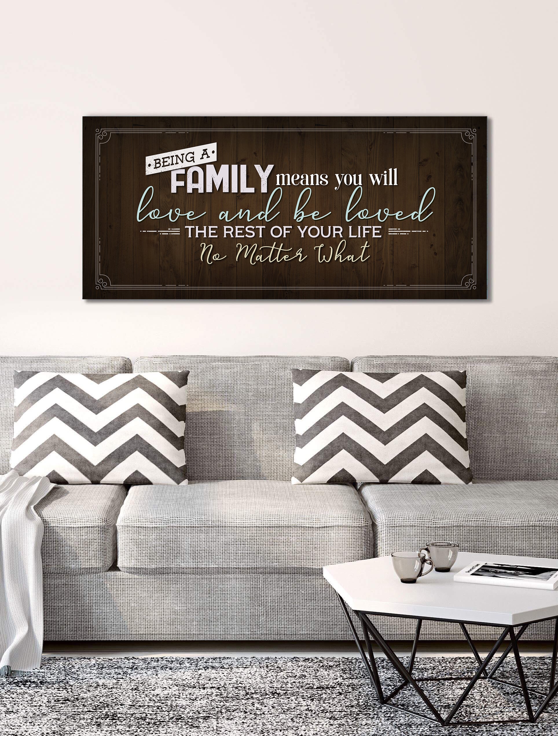 Limited-Time Offer! High-Quality Home Wall Art - 'Being A Family Means You Love' with Wood Frame, Ready to Hang