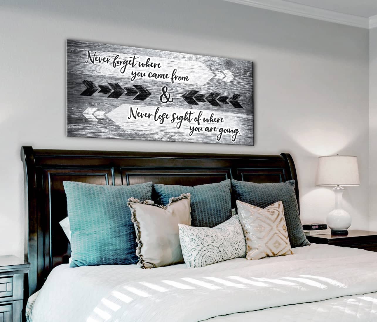 Exclusive Bedroom Wall Art: 'Never Forget Where You Came From' - Wood Frame, Ready To Hang! Buy 2, Save 20%
