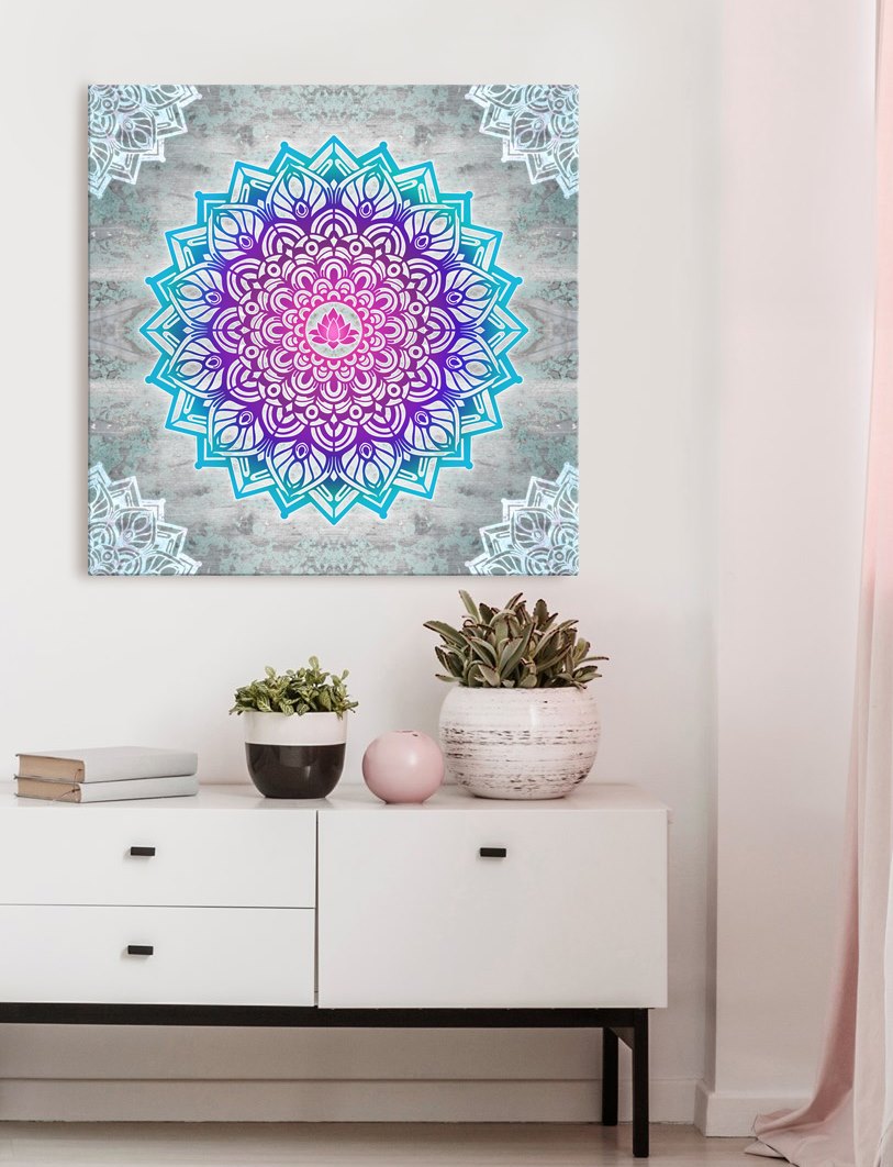High - quality Mandala Lotus Wall Art with Wood Frame, Ready to Hang