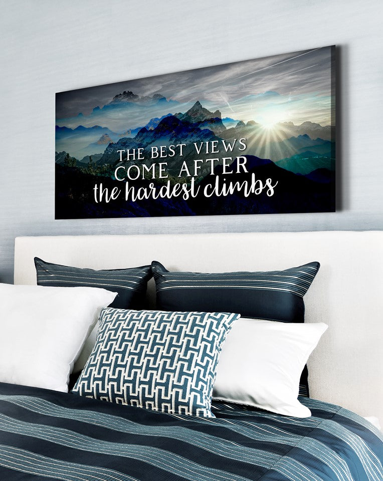 Hot! Home Wall Art: 'Best Views After Hardest Climb' V2 (Wood Frame, Ready to Hang)