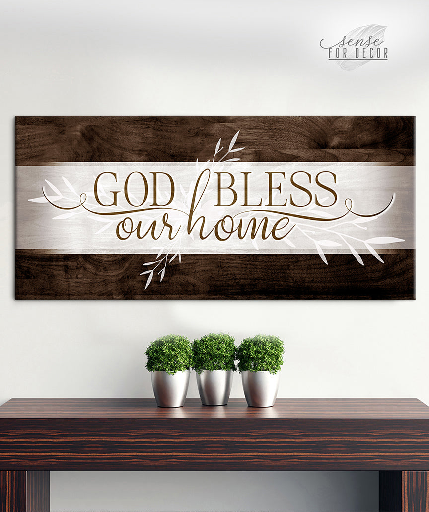 Hot Deal: Christian Wall Art - God Bless Our Home V2 (Wood Frame, Ready To Hang)