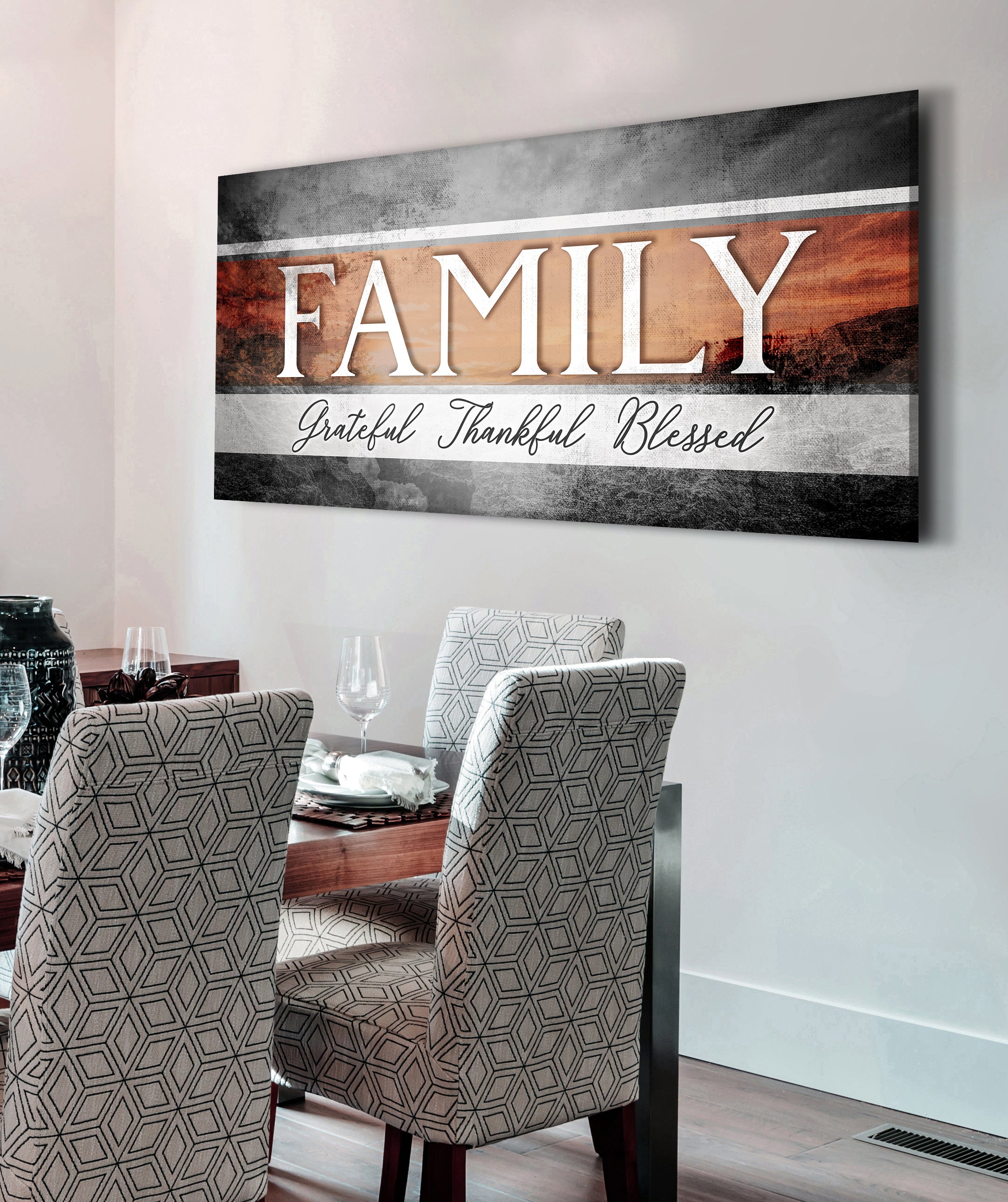 Exclusive Family Wall Art - Family Grateful Thankful Blessed V2 with Wood Frame, Ready to Hang! Buy 2 Save 20%