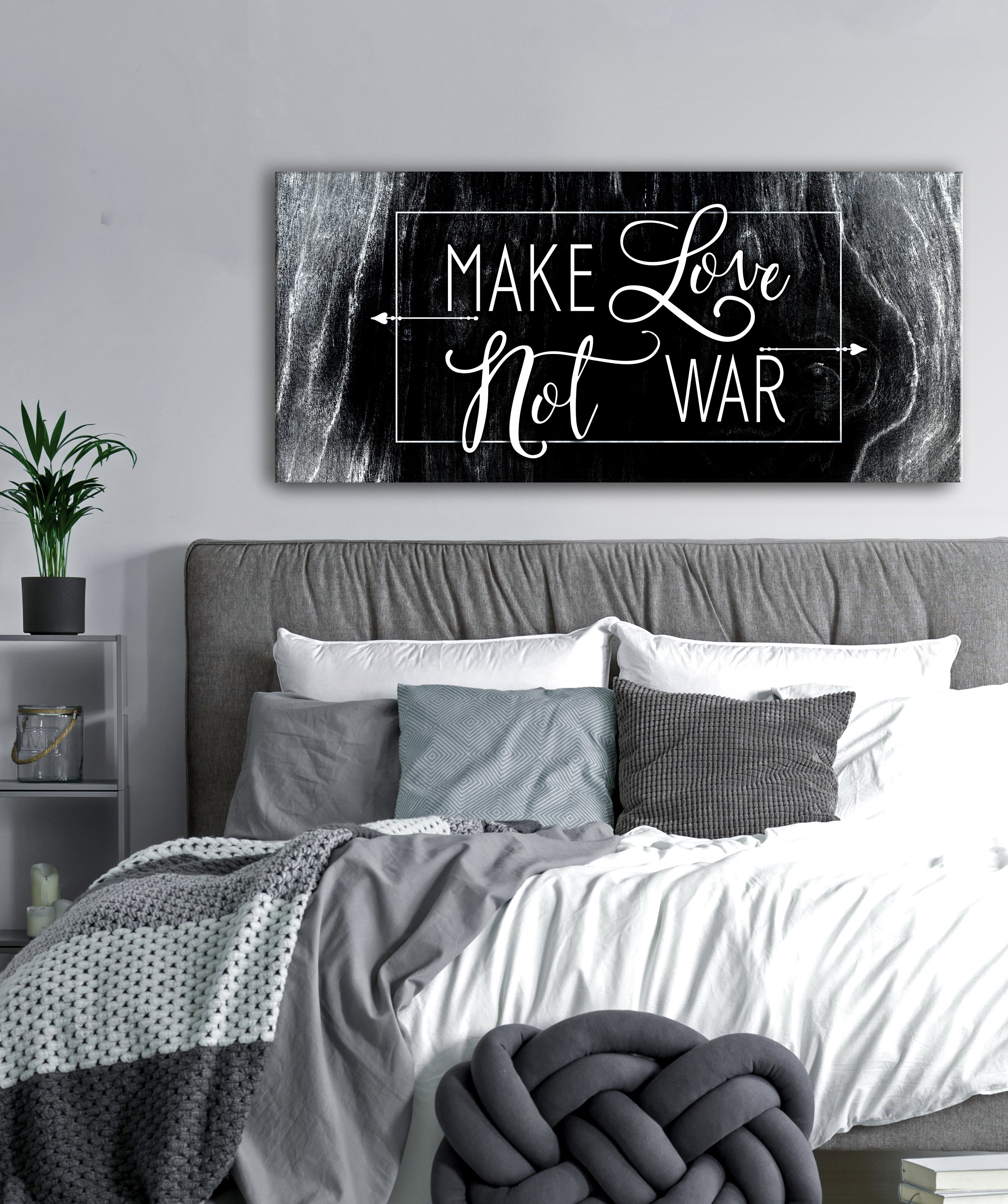 High - Quality Wood - Framed 'Make Love Not War' Home Wall Art, Ready to Hang
