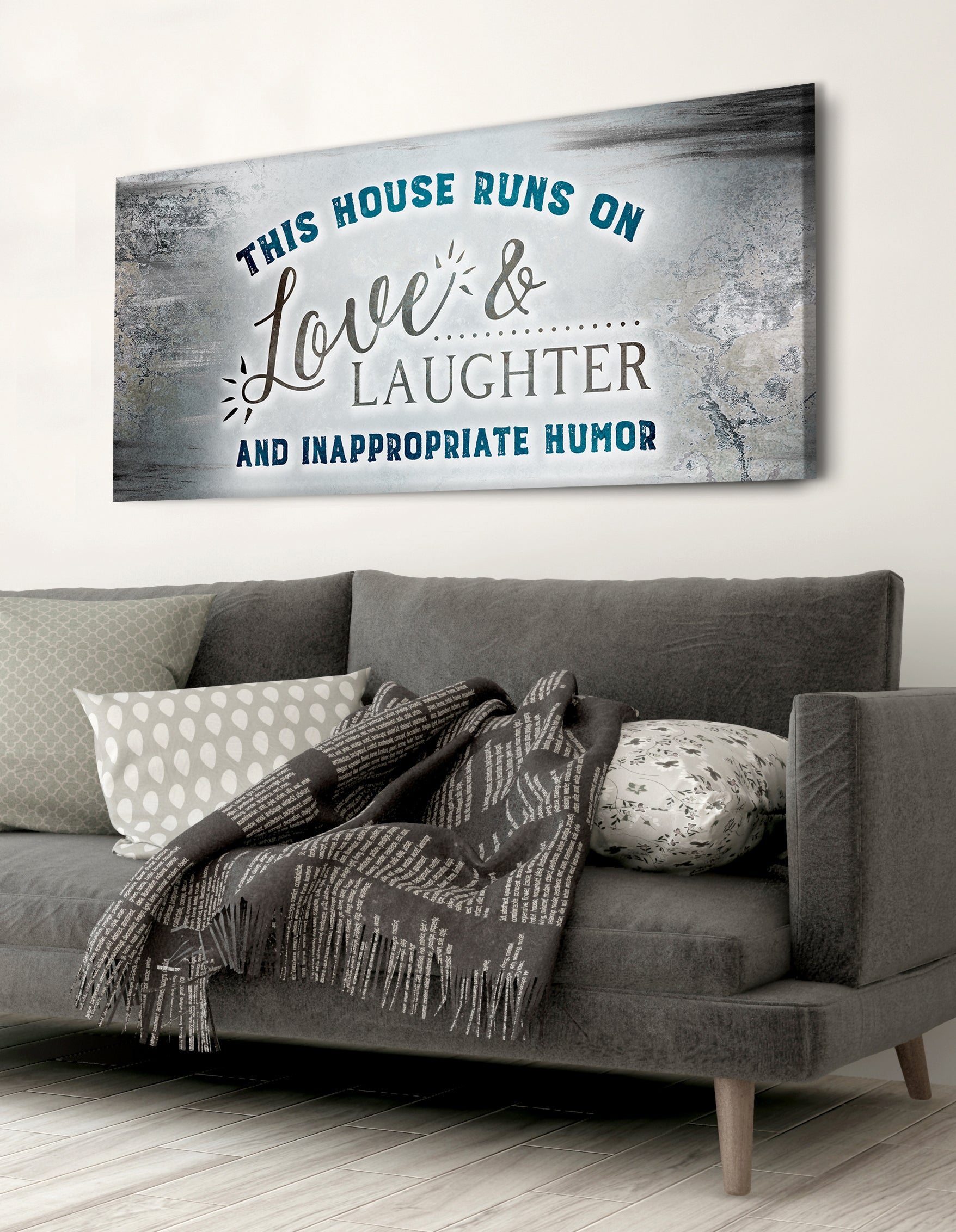 Exclusive! This House Runs On Love And Laughter Wall Art (Wood Frame, Ready To Hang)