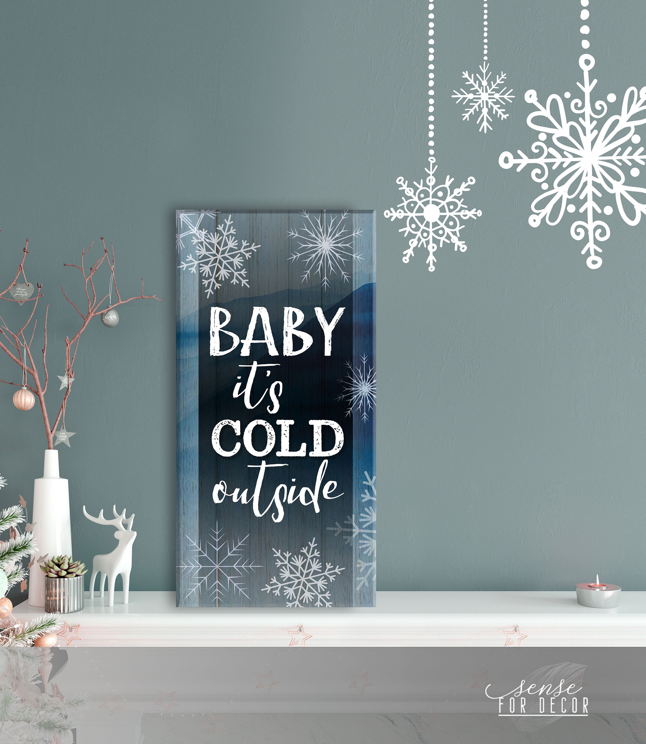 Hot Deal: Ready-to-Hang 'Baby It's Cold Outside' Couples Wall Art with Wood Frame