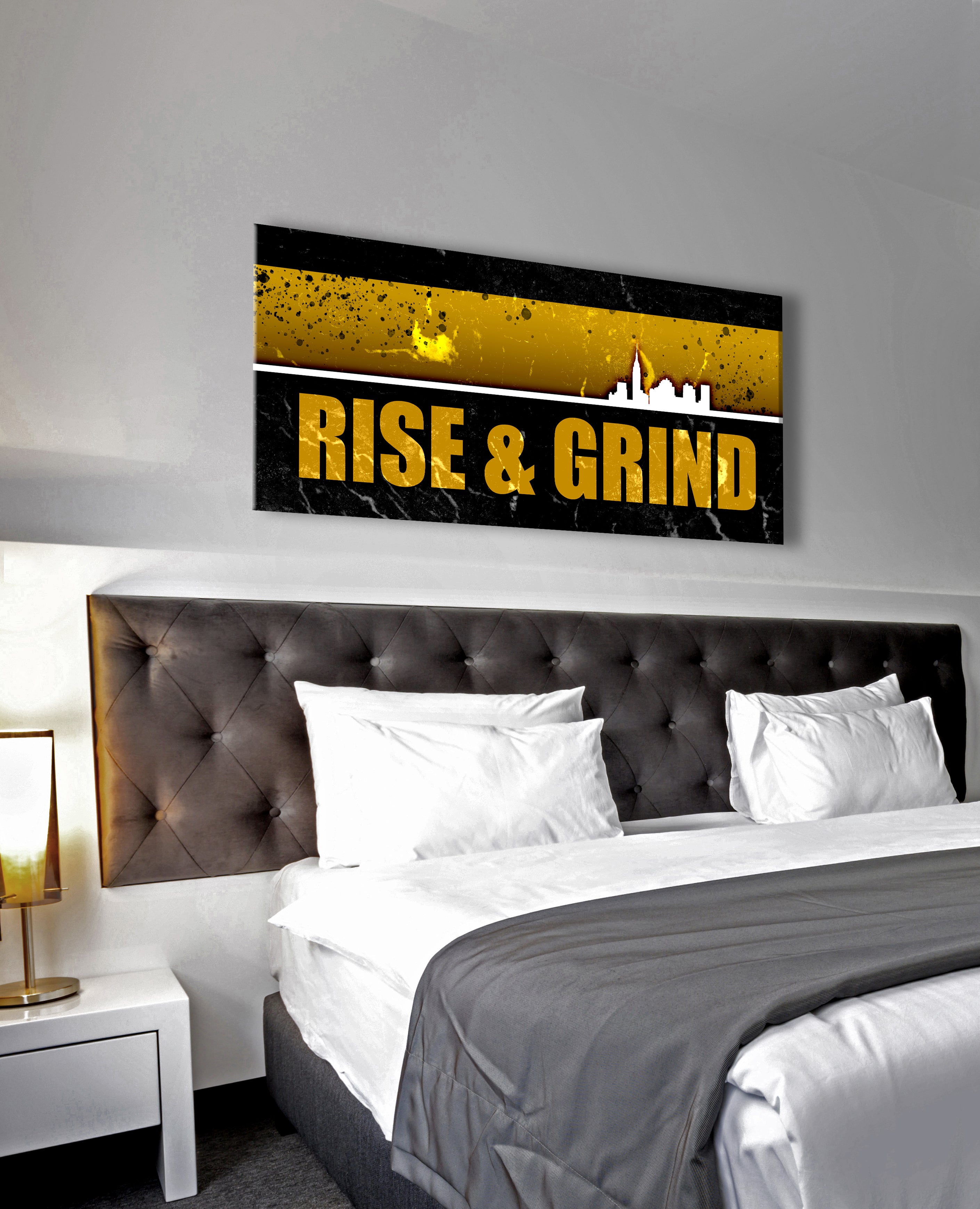 Exclusive Inspire Wall Art - Rise And Grind V2 with Wood Frame, Ready To Hang! Buy 2 Get 20% Off
