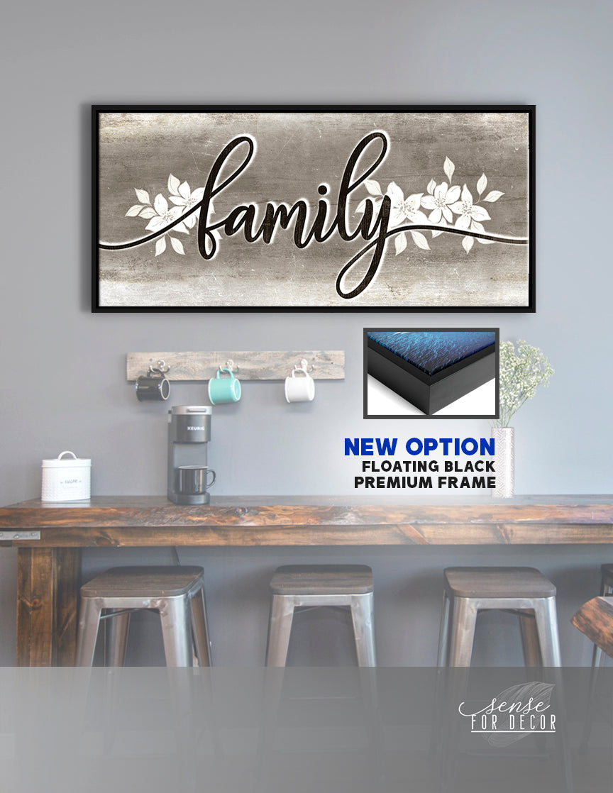 Hot Deal! Family Wall Art - Ready-to-Hang Family Word Sign V12 with Wood Frame