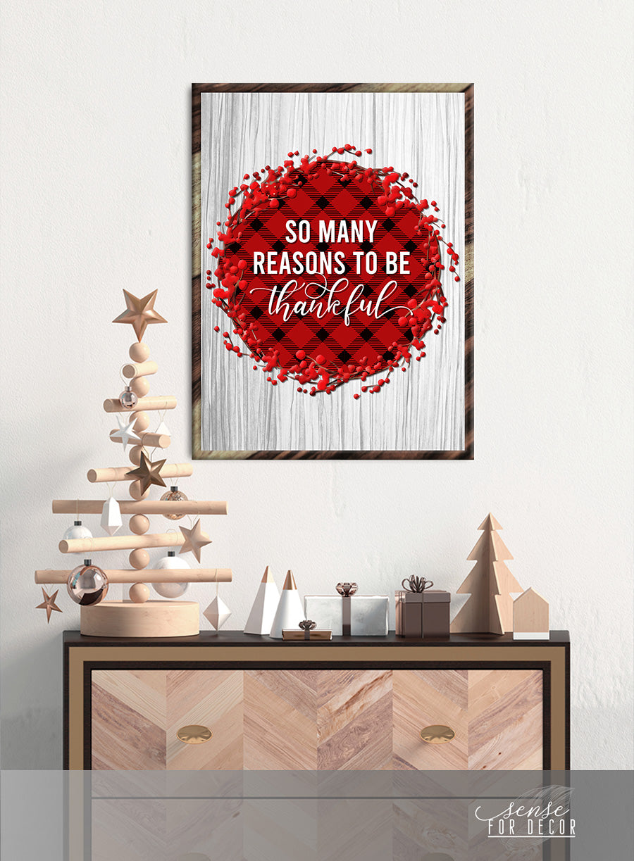 Christian Wall Art - So Many Reasons To Be Thankful, Wood Frame, Ready To Hang! Buy 2 Save 20%
