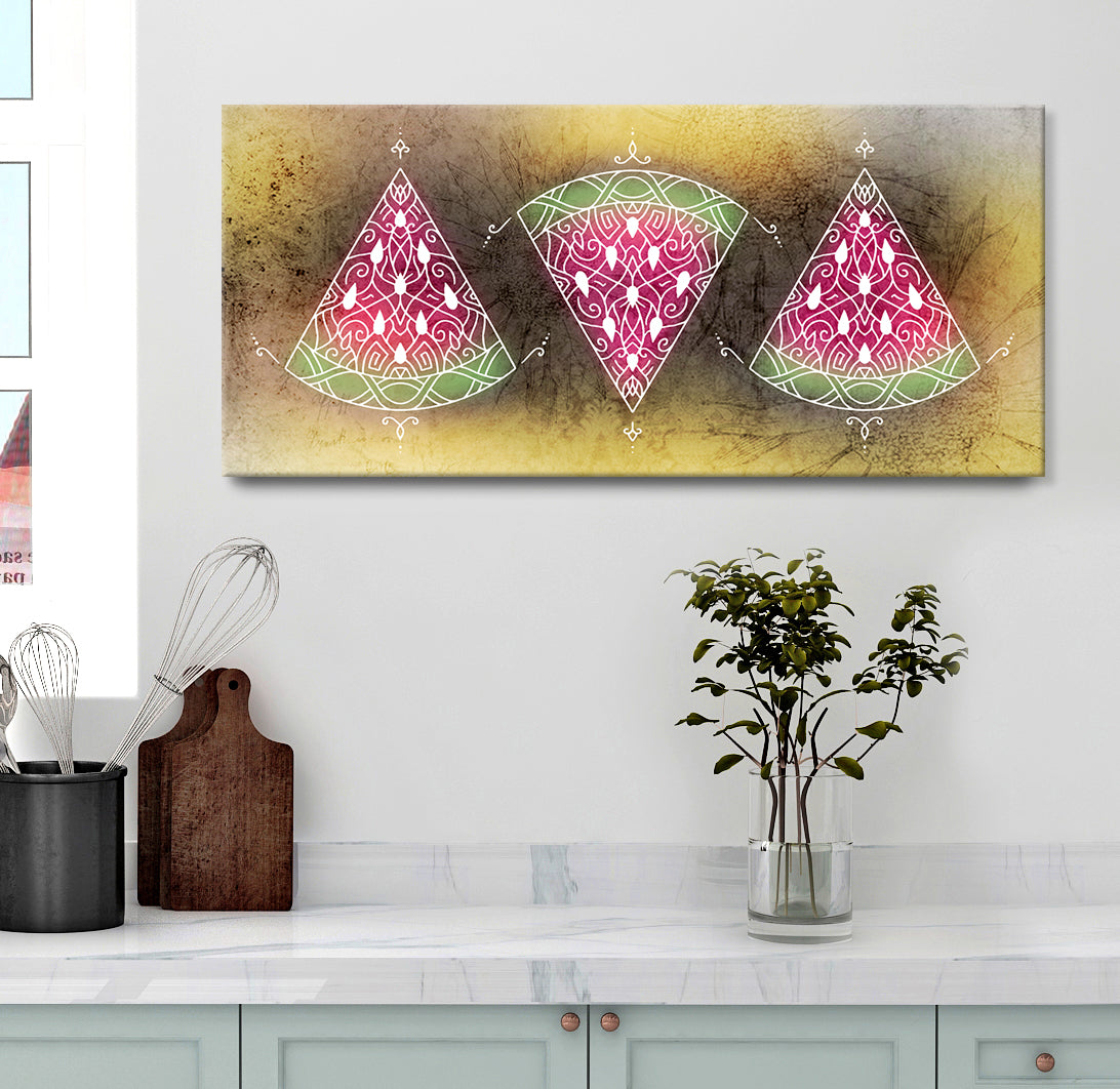 Hot Deal! Boho Watermelon Slices Wall Art with Wood Frame, Ready to Hang for Your Home