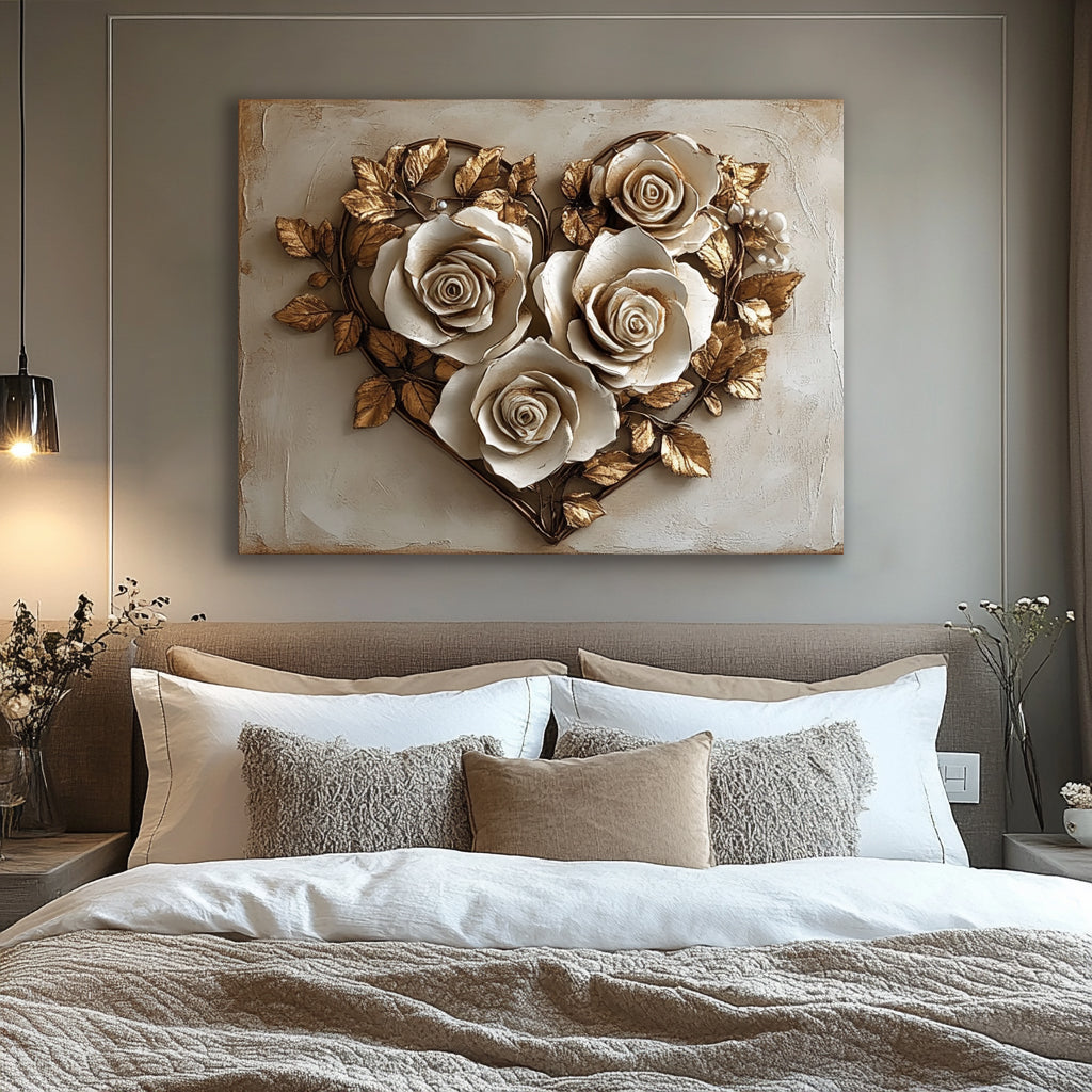 High - quality Golden Heart Bouquet Wall Art for Your Home (V13)