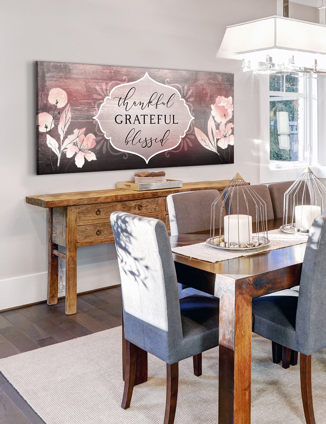 Christian Wall Decor: Thankful Grateful Blessed V12 Wood Framed Wall Art - Ready To Hang, Buy 2 Save 20%