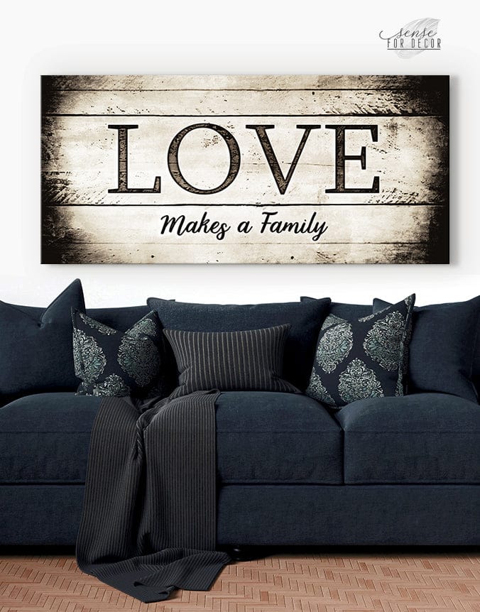 High - Quality Wood - Framed Family Wall Art: Love Forms a Family, Ready to Hang