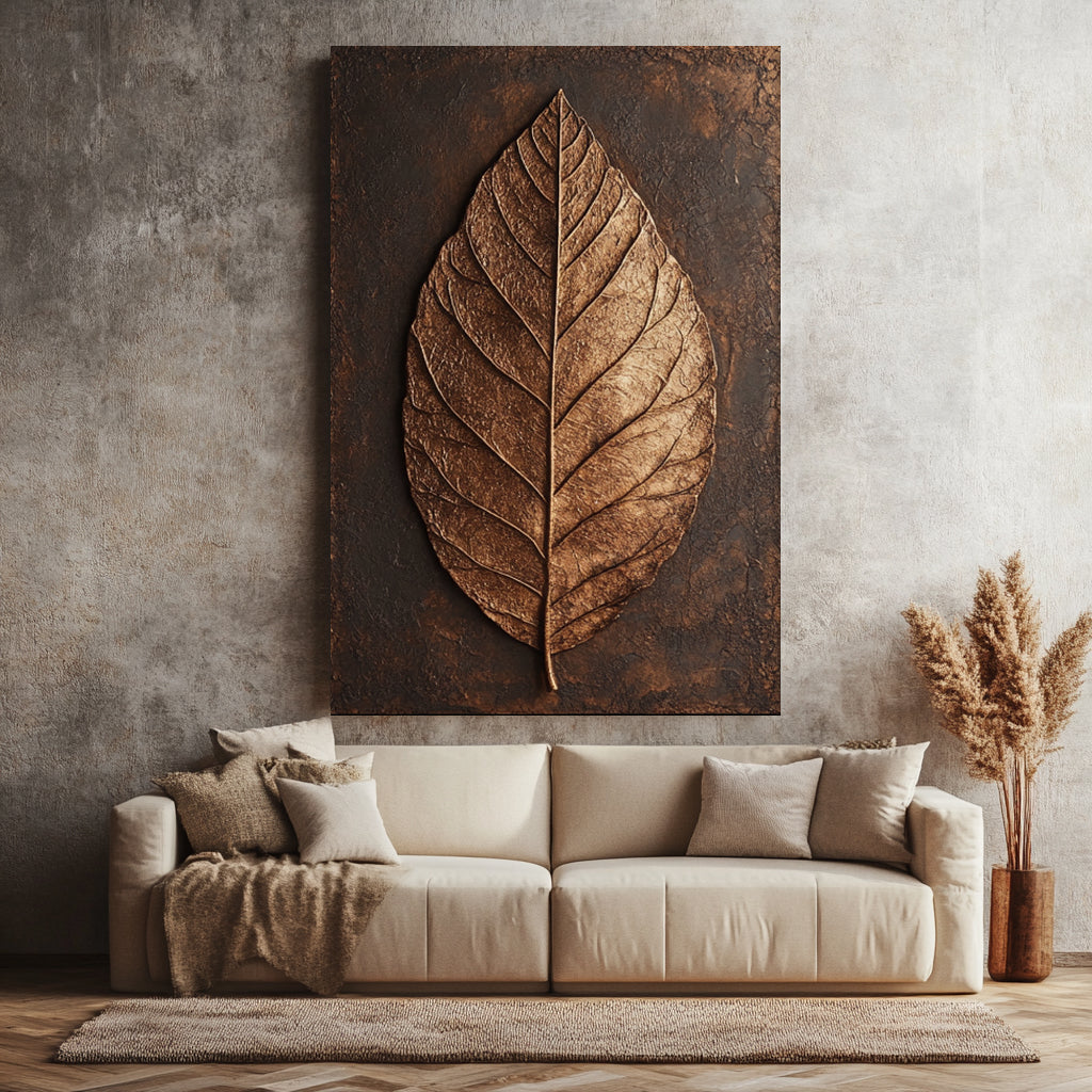 Hot! Ethereal Leaf Harmony V5 - Golden Botanical Wall Art for Elegant Spaces