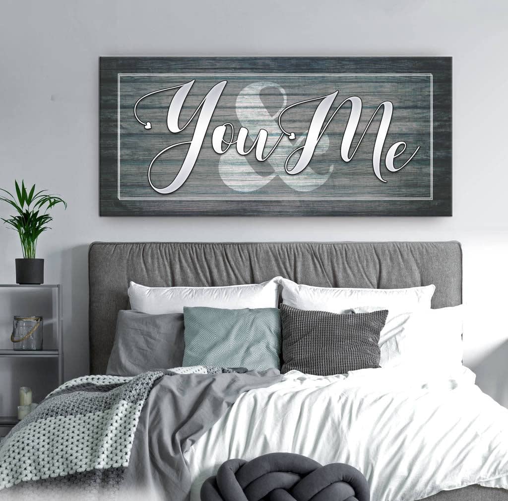 Ready-to-Hang You & Me V2 Bedroom Wall Art with Wood Frame