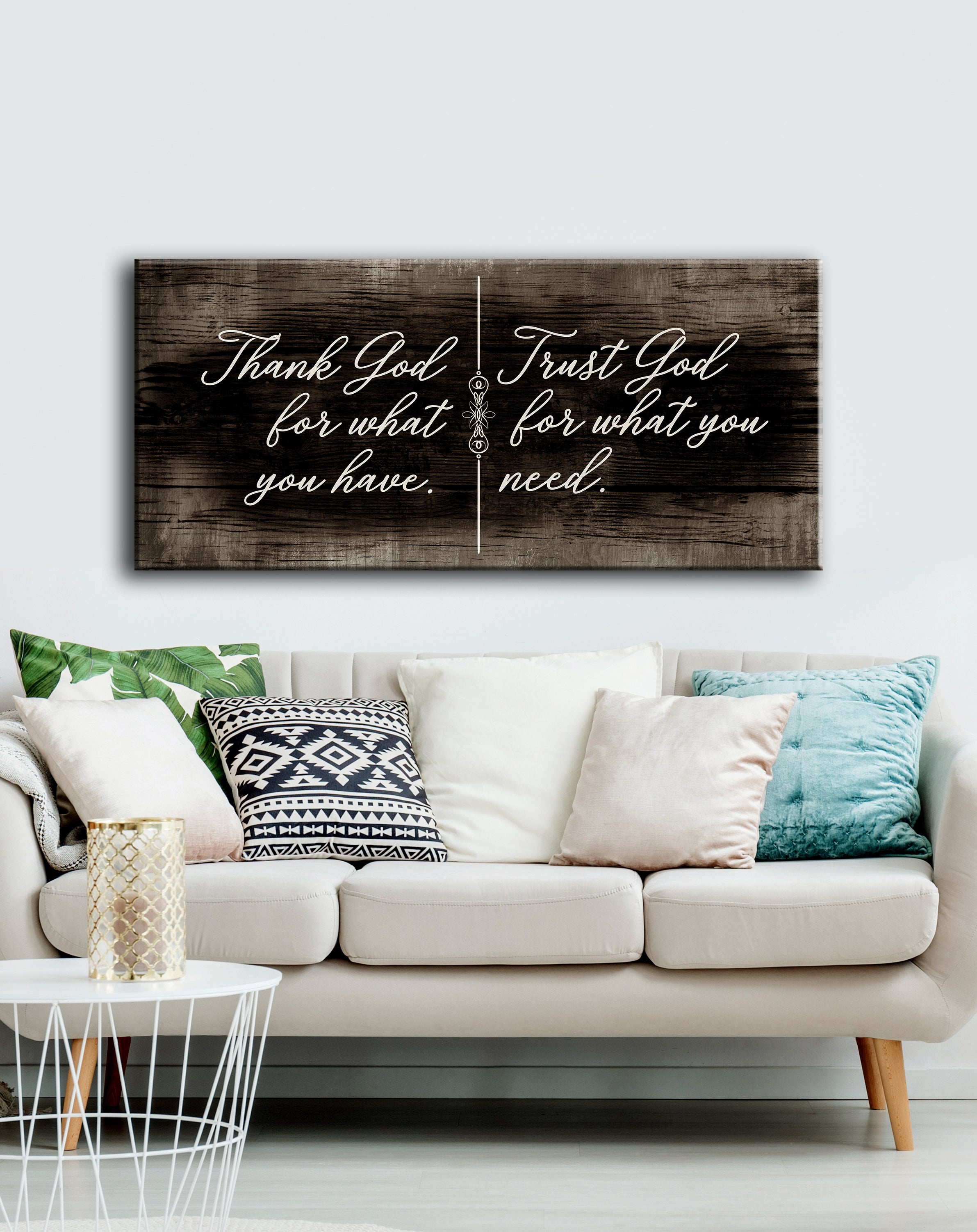 Christian Wall Art: 'Thank God For What You Have' - Wood Framed, Ready-to-Hang, Buy 2 Save 20%