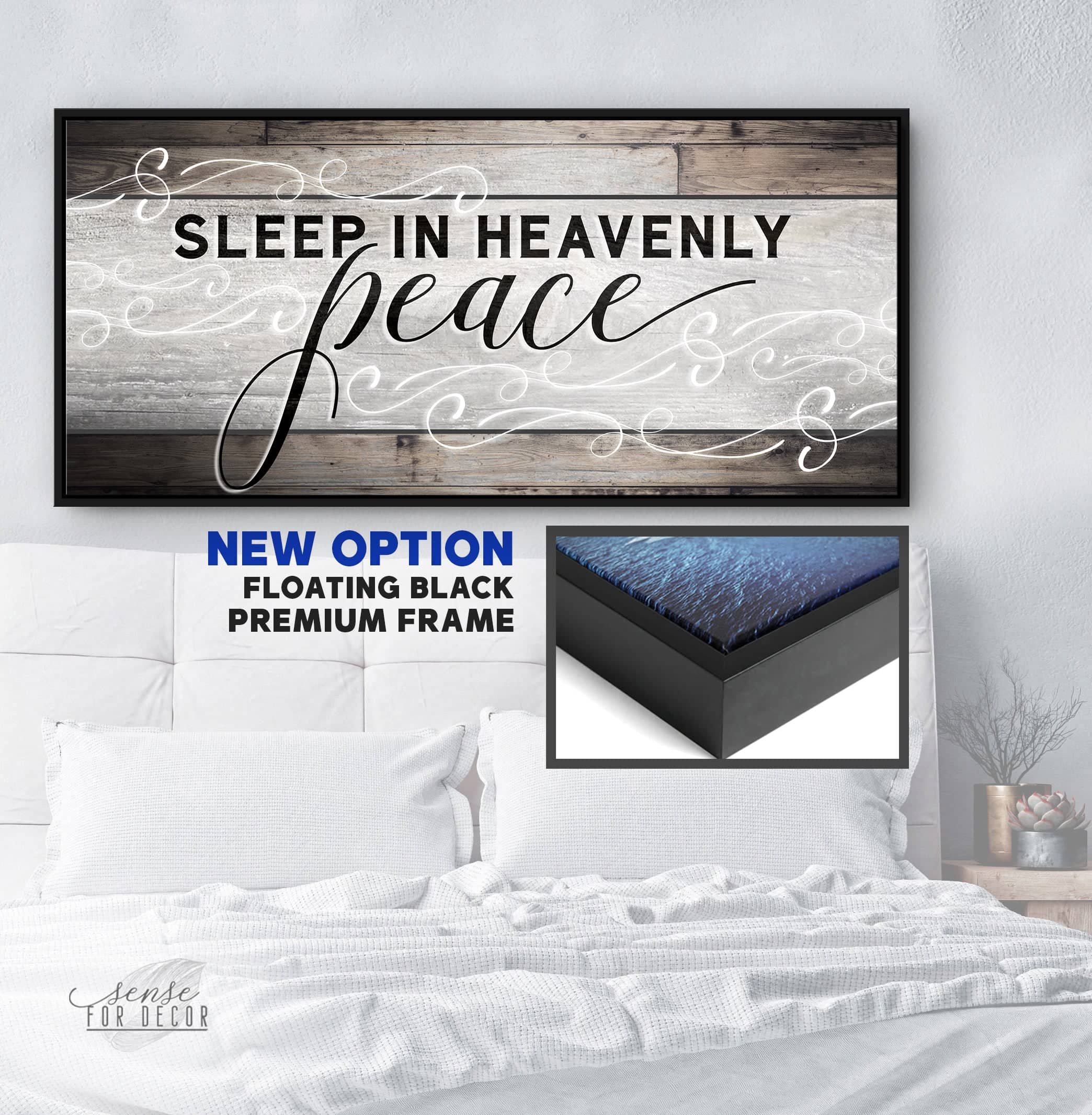Heavenly Peace Bedroom Wall Art V2: High - Quality Wood Frame, Ready to Hang