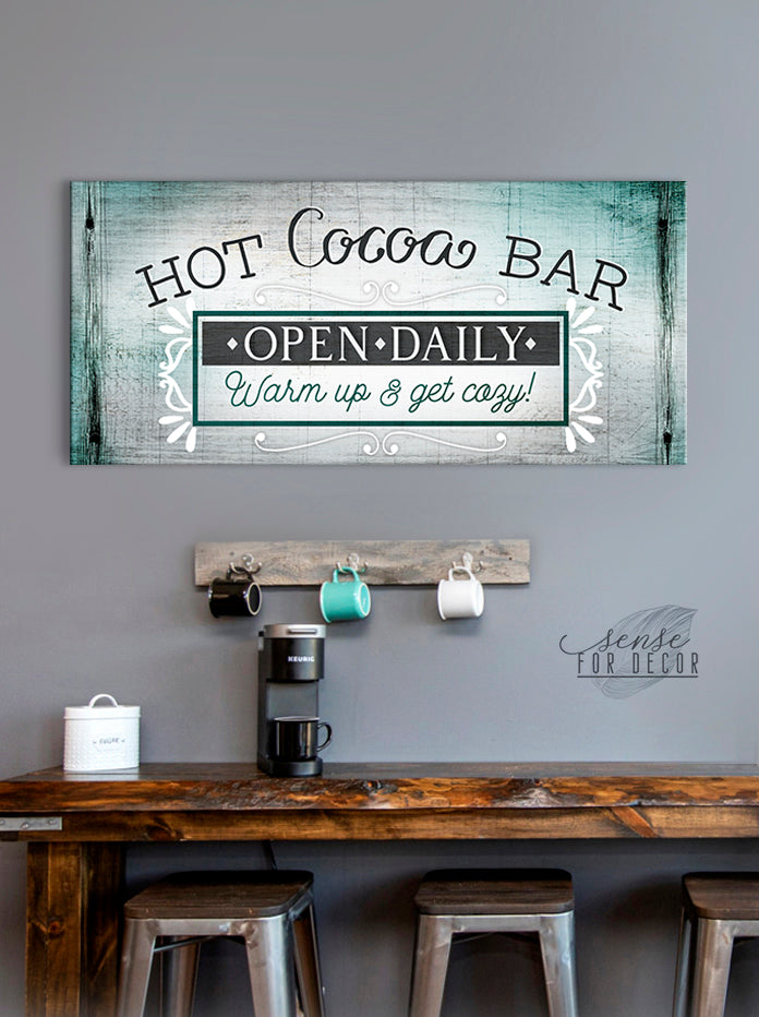 Hot Cocoa Bar Coffee Wall Art: Wood Frame, Ready to Hang - Buy 2, Save 20%