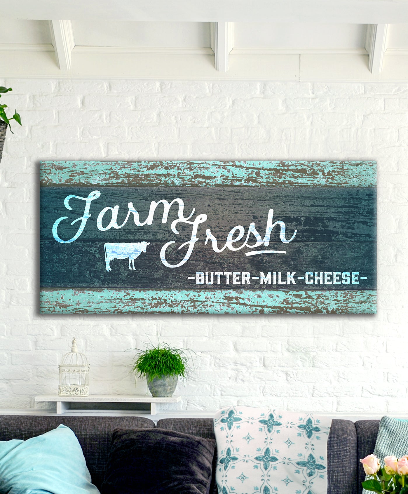 Hot Deal! Farm Wall Art - FarmFresh Butter Milk (Wood Frame, Ready To Hang)