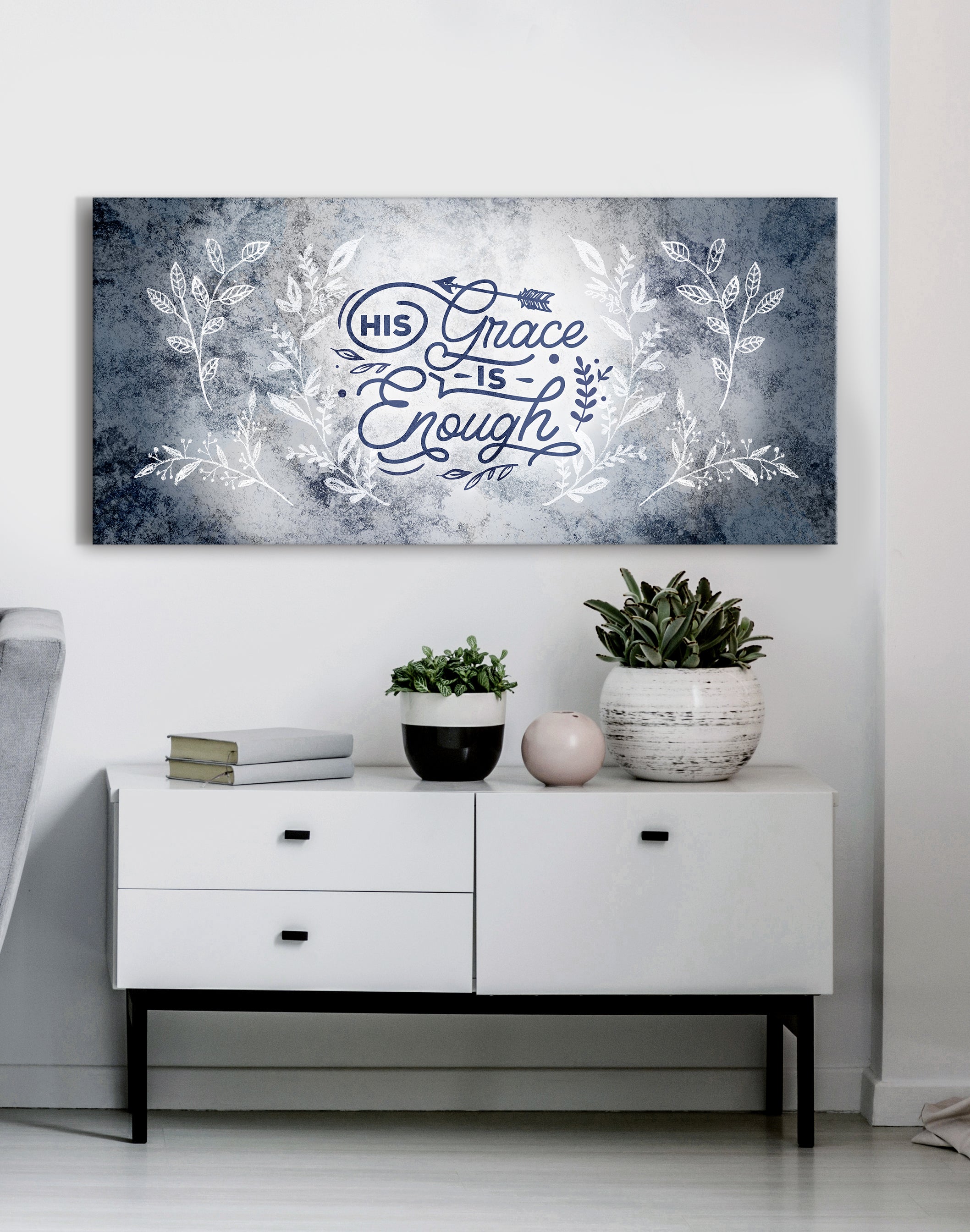 Christian Wall Art: His Grace Is Enough V3 - Ready To Hang Wood Frame! Buy 2, Save 20%
