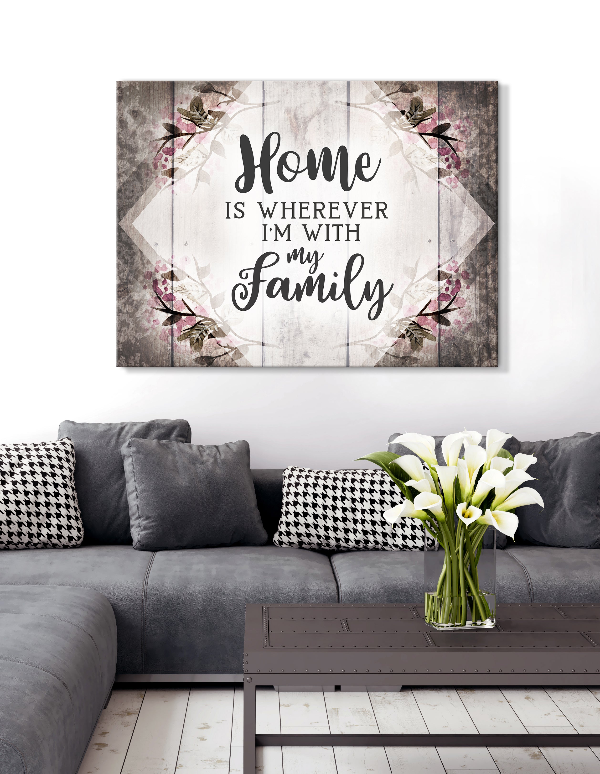 Exclusive Offer! Home Wall Art - 'Home is wherever I'm with my family' Wood Frame Ready To Hang