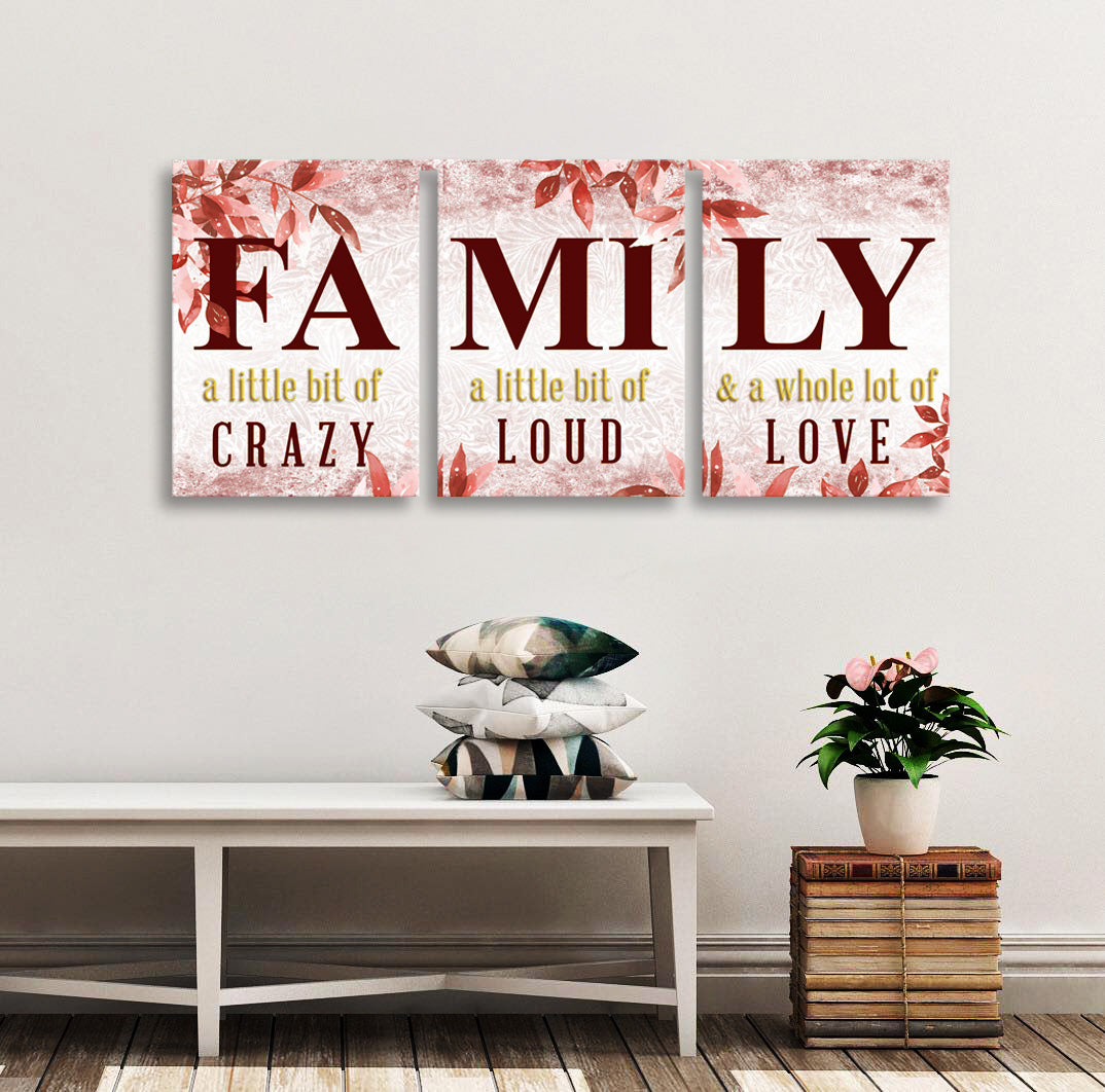 Hot Deal! Set of 3 Family Wall Art - 'Family This Is Us' with Wood Frames, Ready to Hang