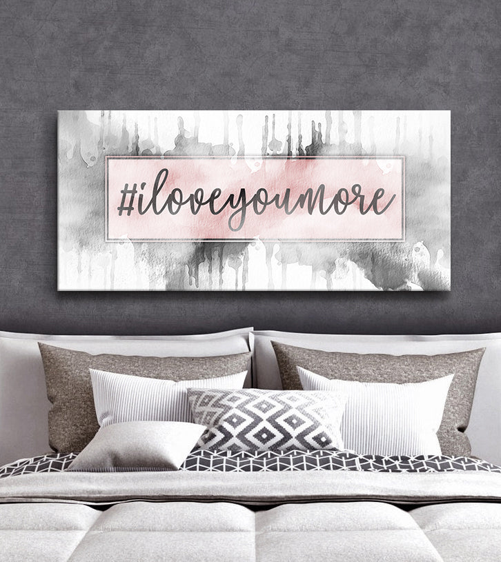 Hot Deal! Couples Wall Art - 'Hashtag I Love You More' in Wood Frame, Ready To Hang