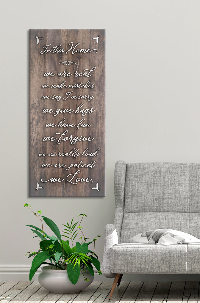 High - Quality Wood - Framed 'In This Home We Are Real' Wall Art, Ready To Hang