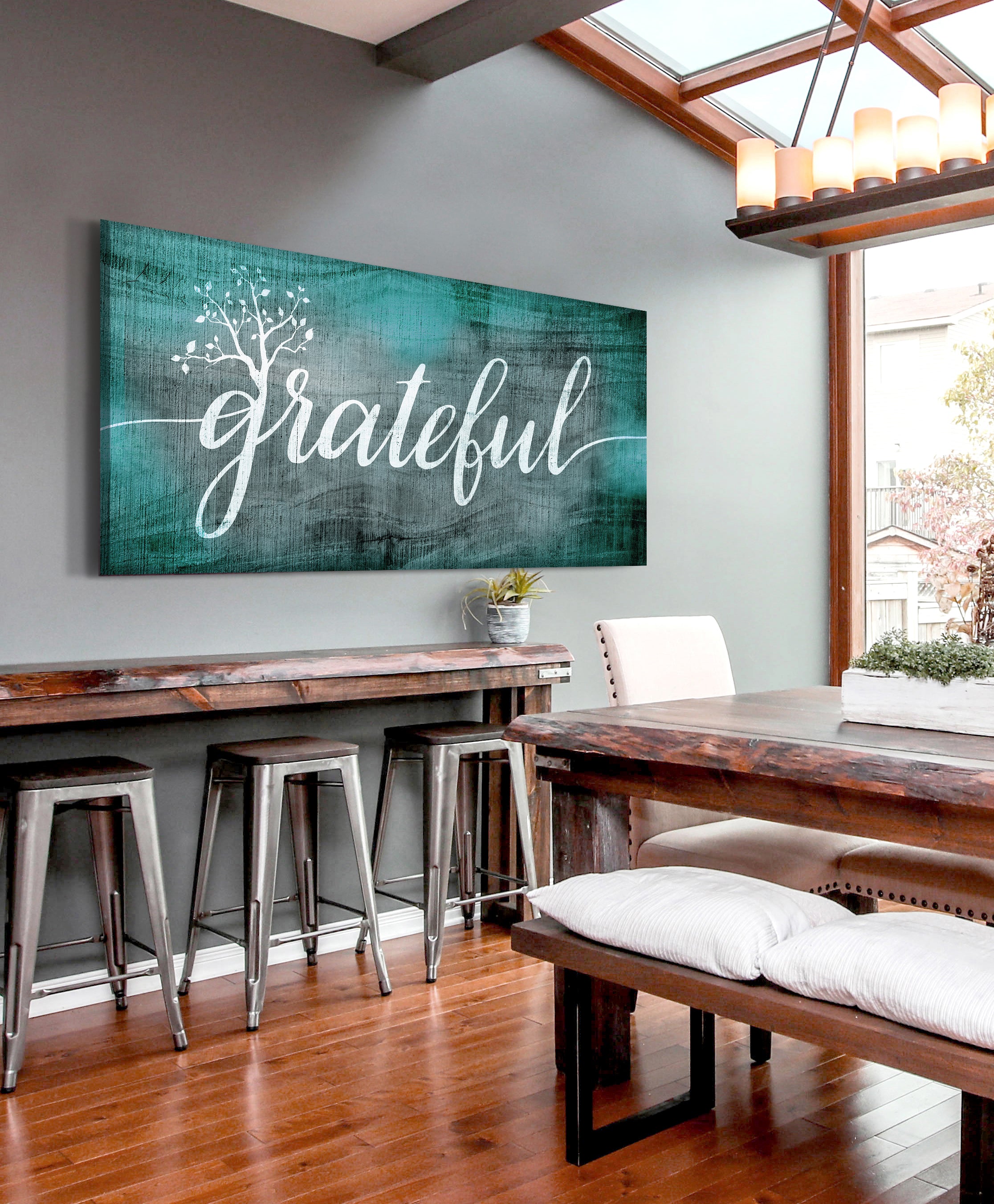 High - Quality Christian Grateful Word Sign with Wood Frame, Ready to Hang