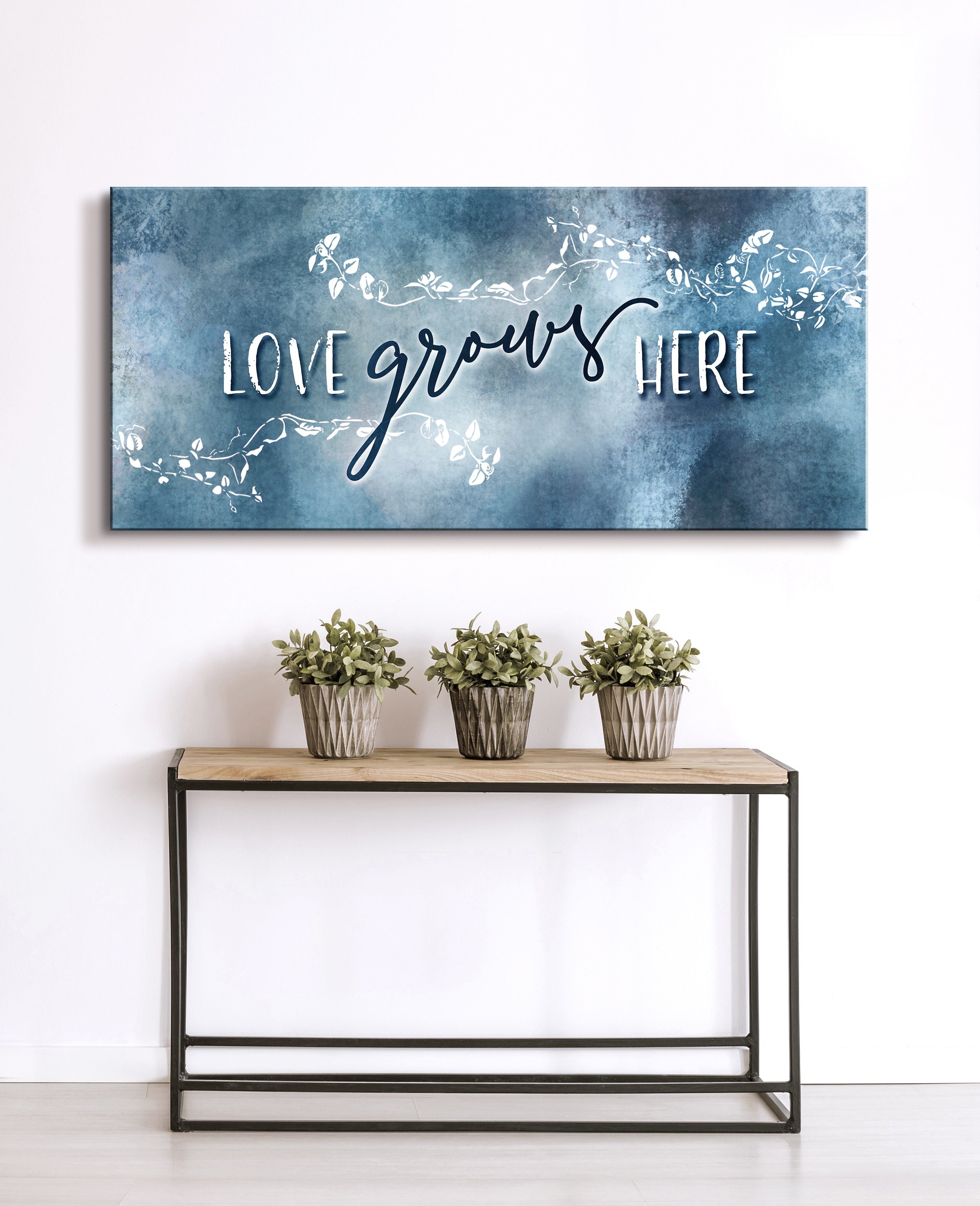 Hot! Ready - To - Hang Love Grows Here V2 Home Wall Art with Wood Frame