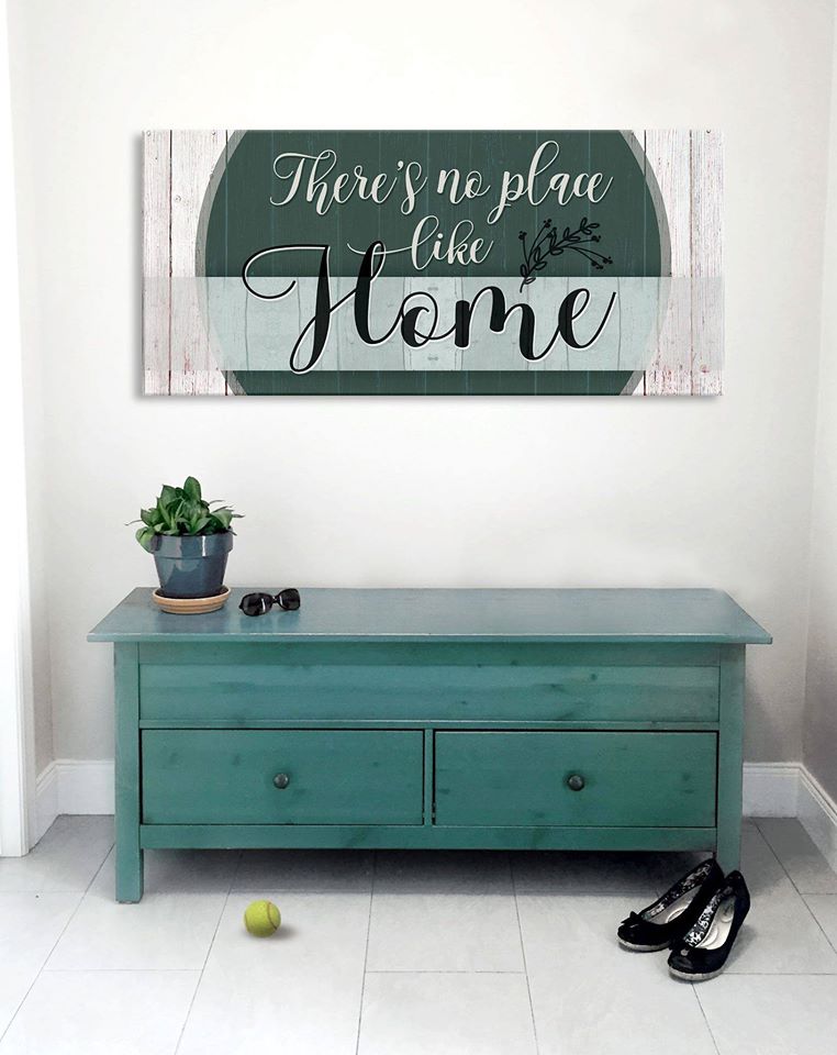 High - Quality 'There's No Place Like Home' Wall Art V6 with Wood Frame, Ready to Hang
