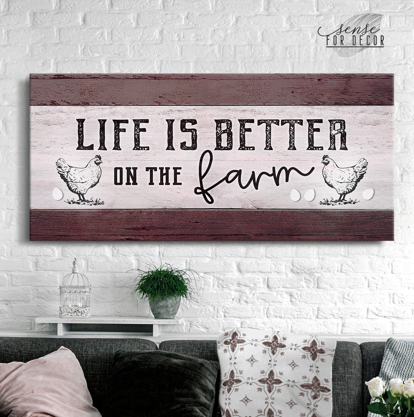 High - Quality Wood - Framed Farm Wall Art: Life's Better on the Farm V2 (Ready To Hang)