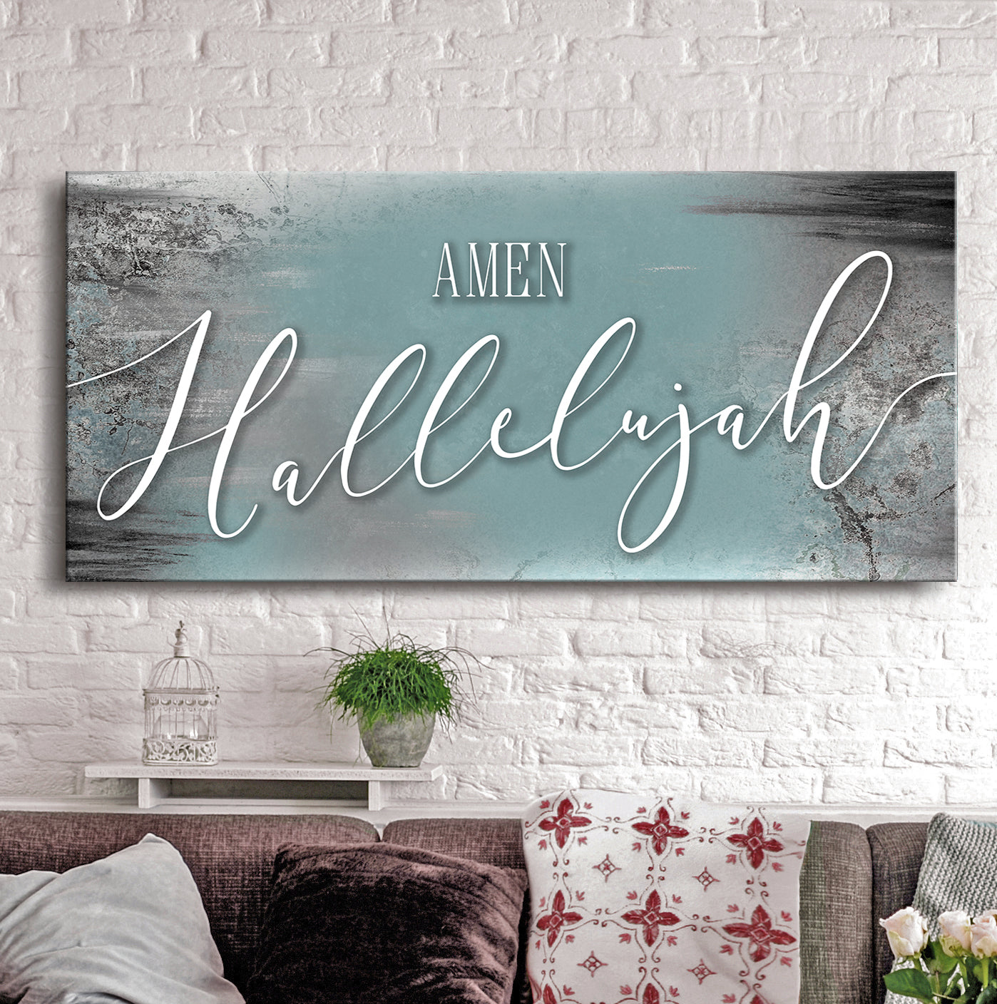 Exclusive Christian Wall Art: 'Amen Hallelujah' with Wood Frame, Ready to Hang - Buy 2 Get 20% Off!