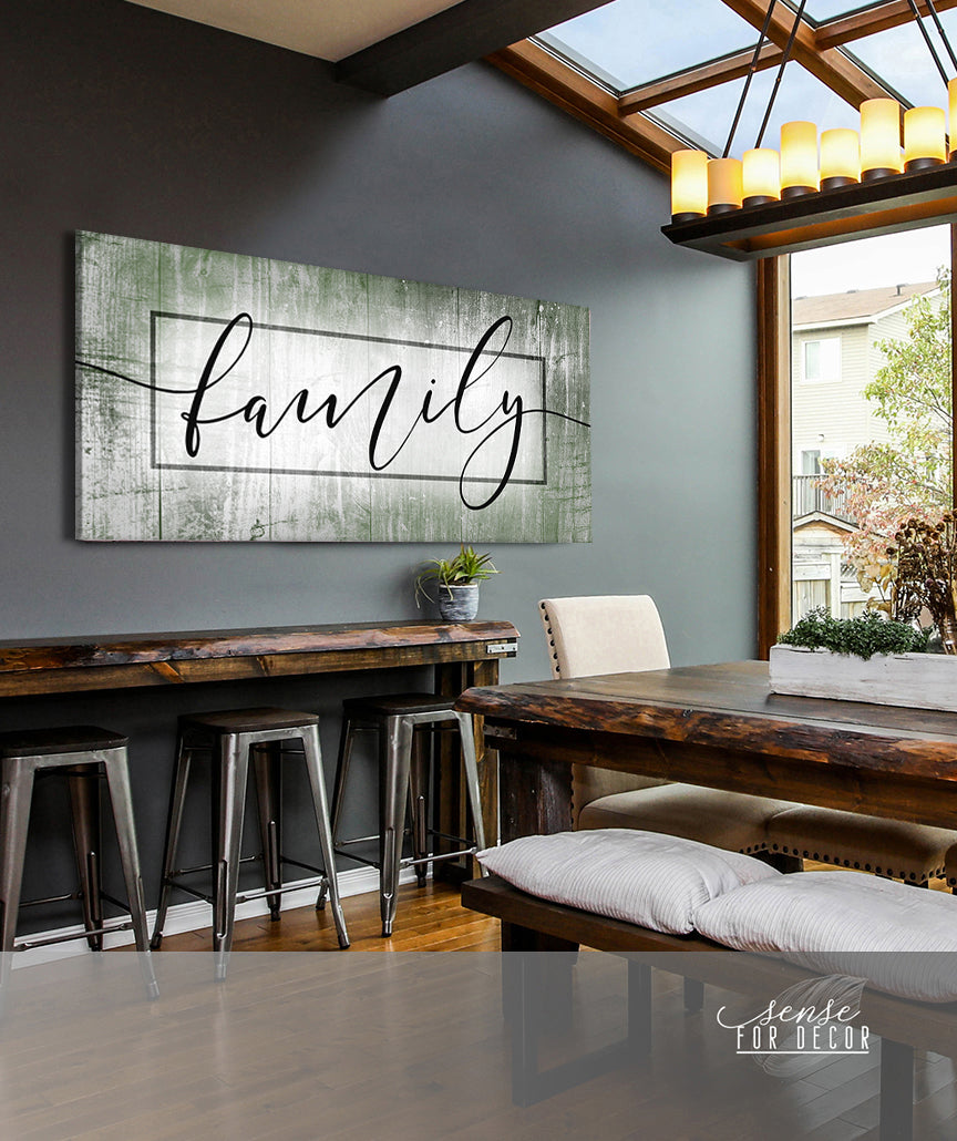 High - Quality Family Word Sign V14 with Wood Frame, Ready to Hang
