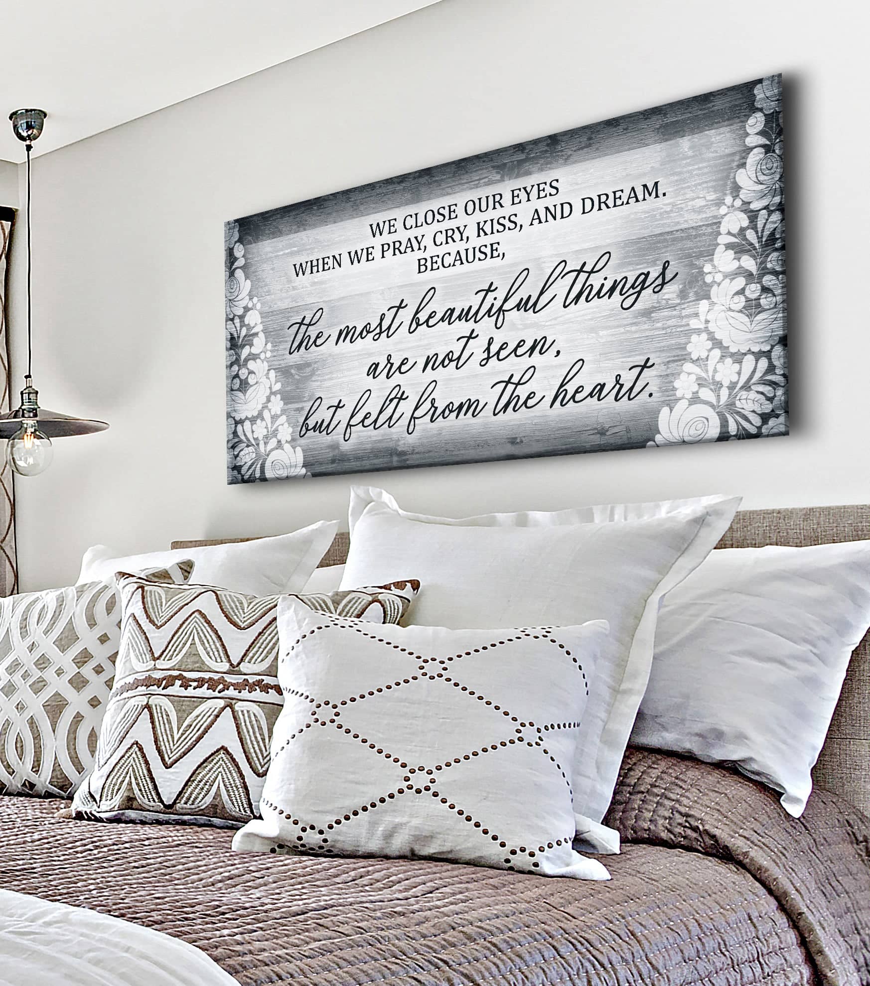 High - Quality Wood - Framed 'We Close Our Eyes' Bedroom Wall Art Ready to Hang