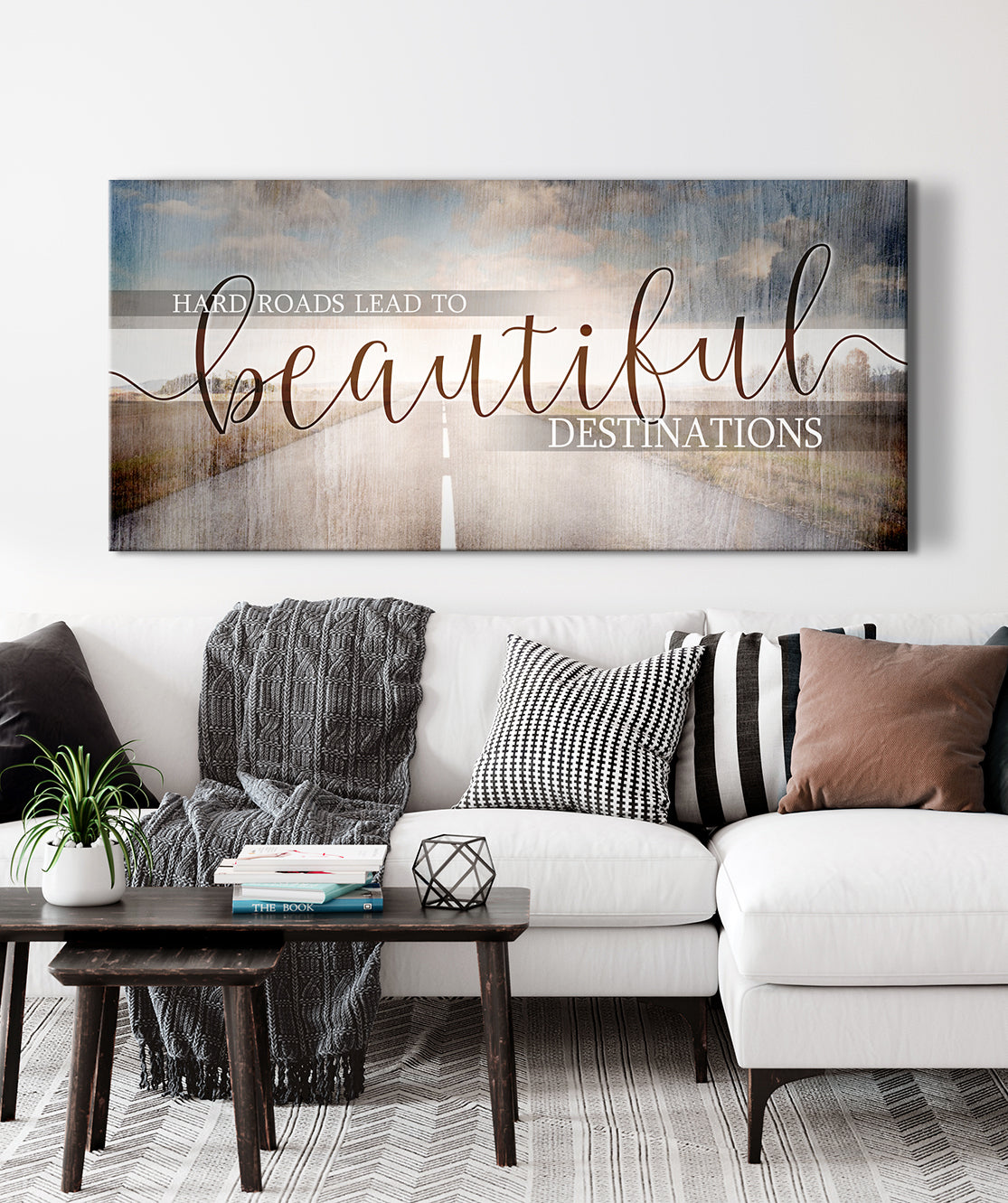 Hot Deal! Ready-to-Hang Wood Frame Home Wall Art: Hard Roads Lead To Beautiful Destinations