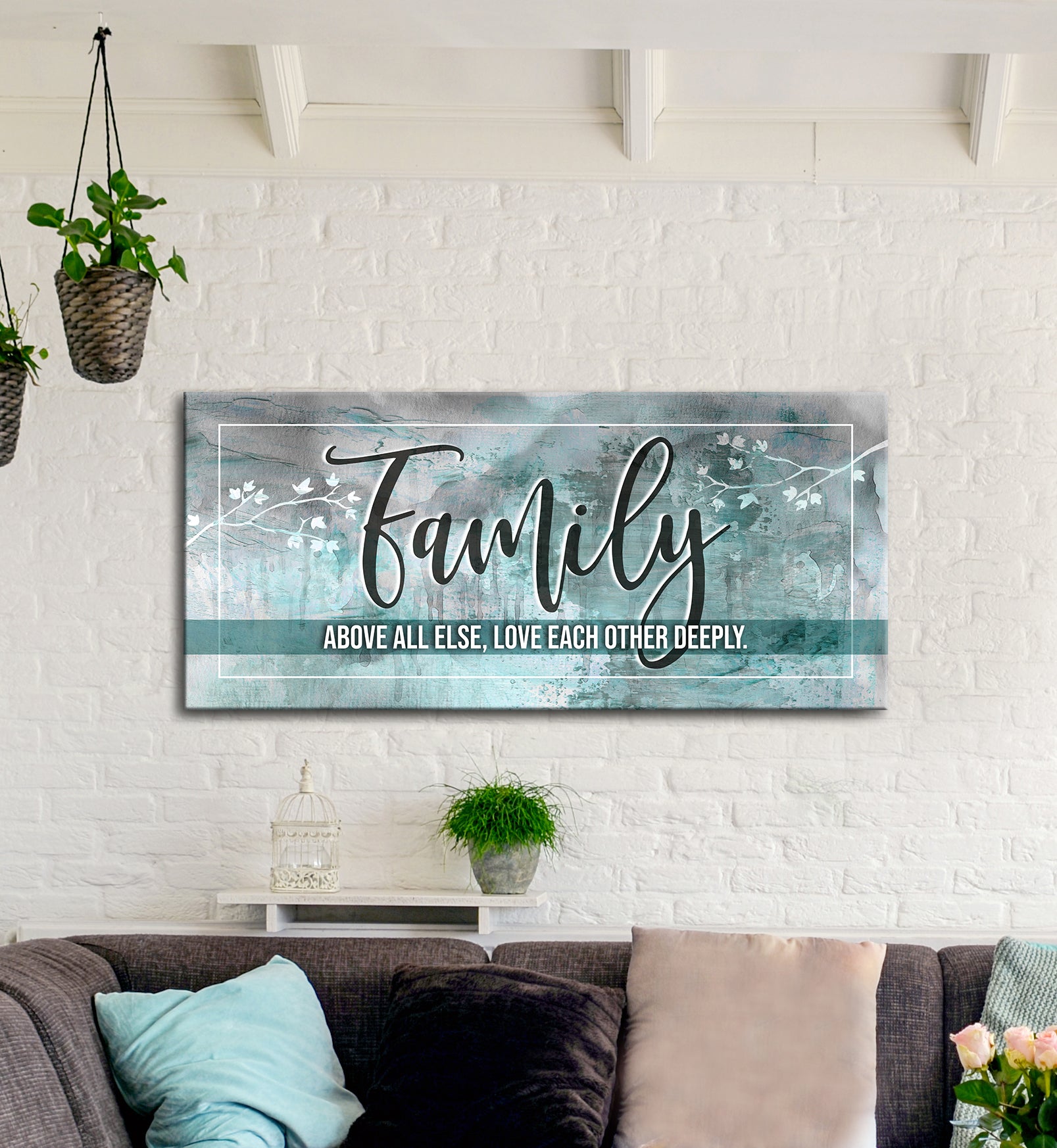 High - Quality Wood - Framed Family Wall Art: Love Each Other Deeply, Family First (Ready To Hang)