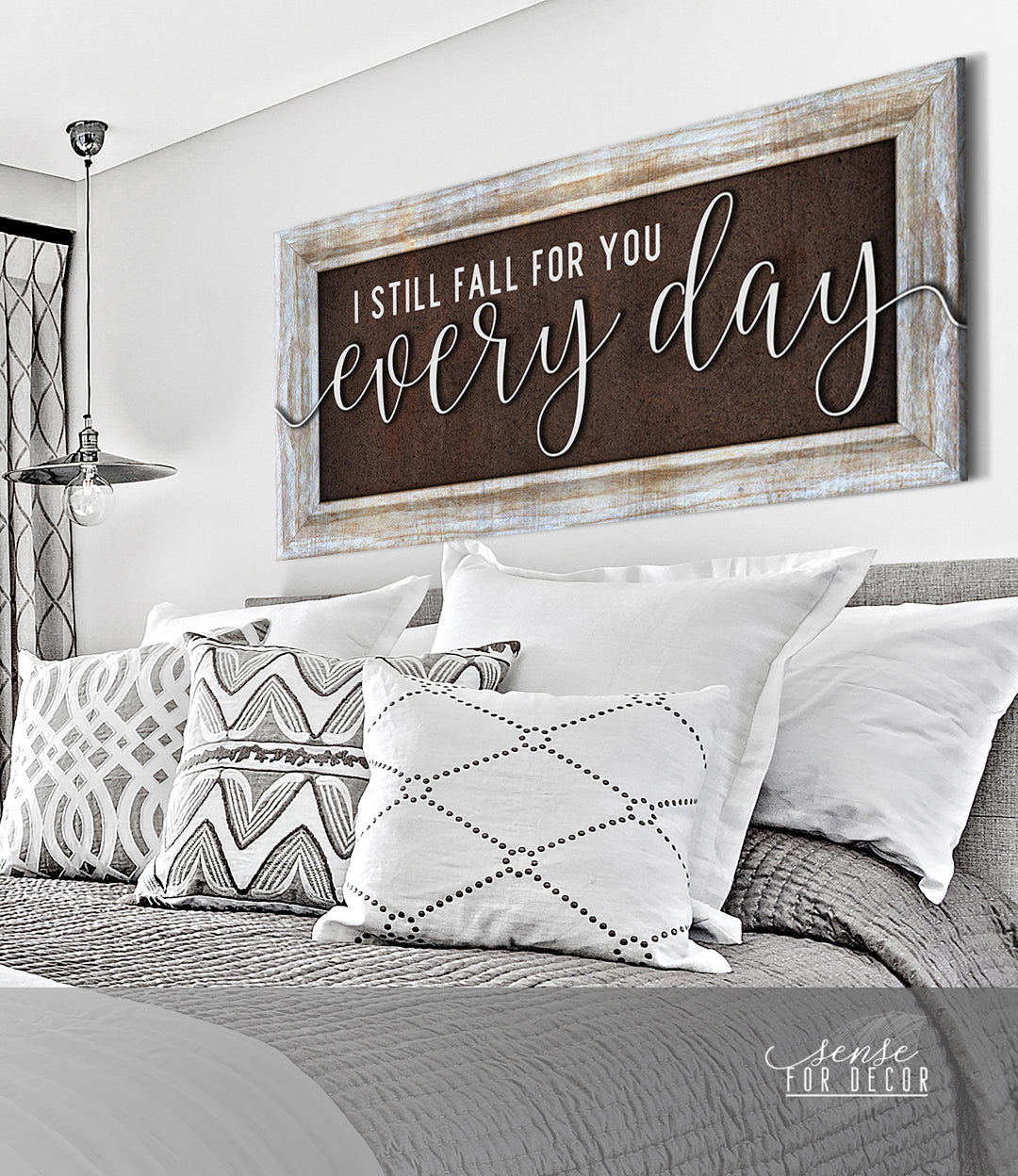 High - Quality Wood - Framed Couples Wall Art: I Still Fall for You Daily V3 (Ready to Hang)