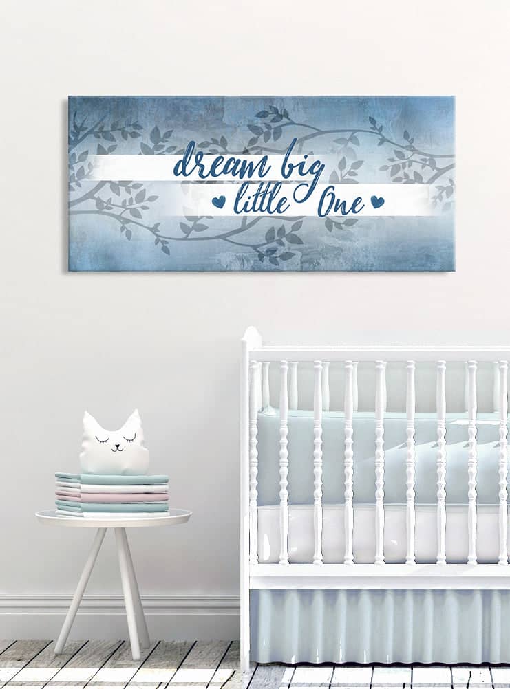 High - Quality Wood - Framed Baby Room Wall Art: Dream Big Little One, Ready To Hang
