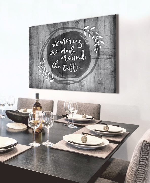 High - Quality Kitchen Wall Art: Hanging Memories Around Table V5 with Wood Frame