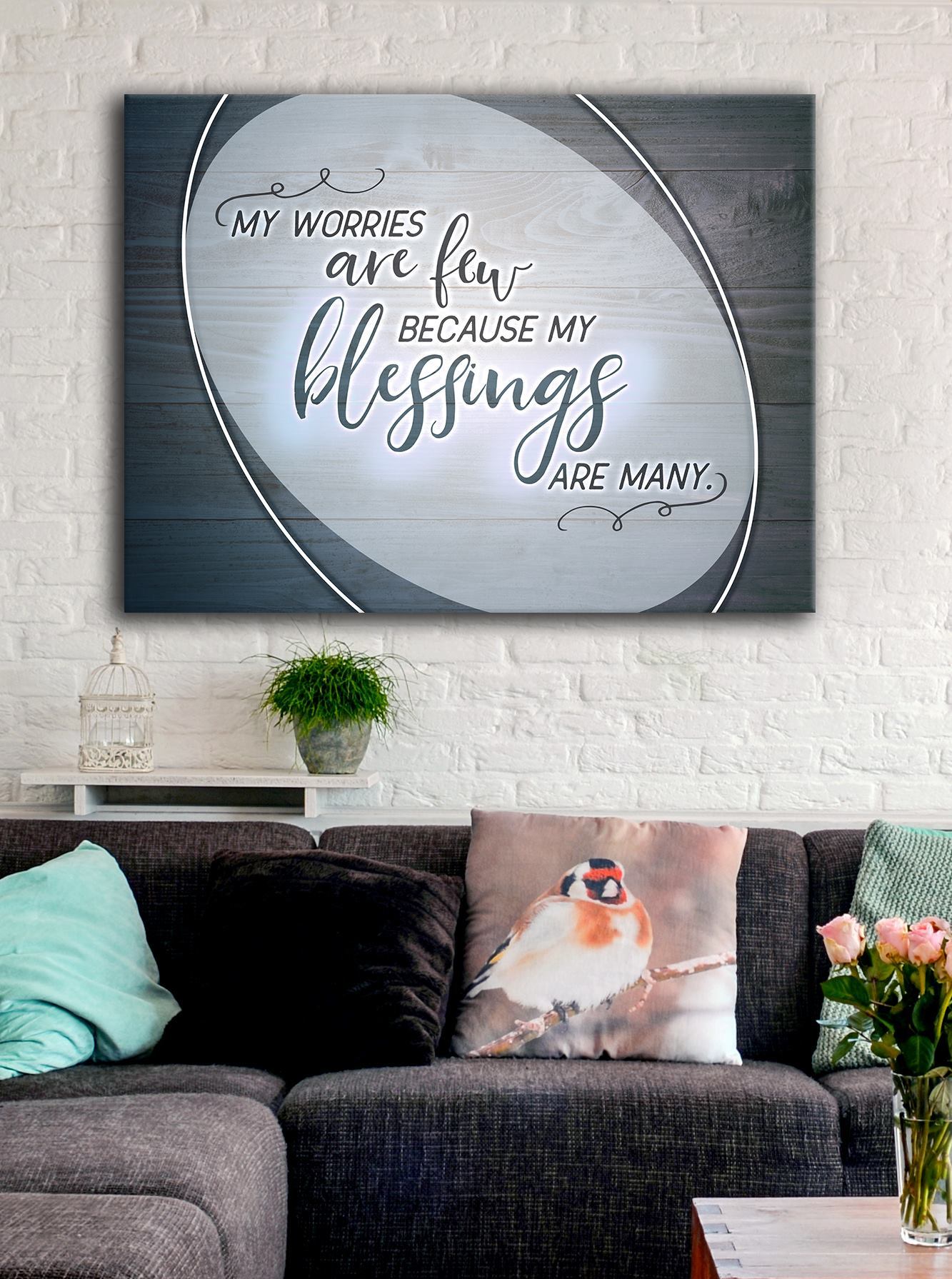 Exclusive Offer! High - Quality Wood - Framed Wall Art 'Few Worries' Ready to Hang for Your Home